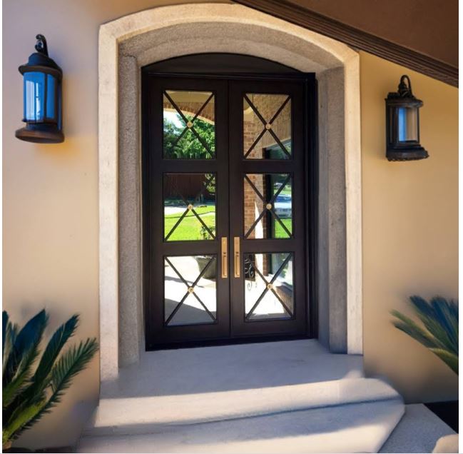 Regency Style Artemis Double Iron Doors with Tempered Glass & Insulated Flush Bolt System - Elegant Entryway for Luxury Homes & Commercial Buildings
