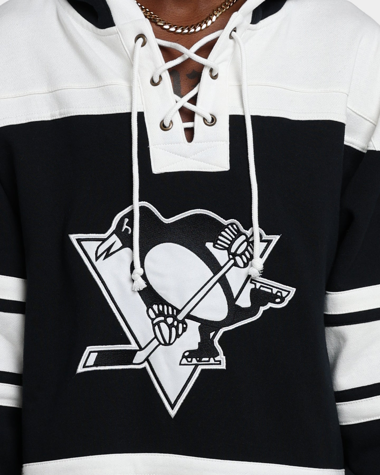 47 Brand Pittsburgh Penguins Superior Lacer Hoodie - Men's NHL Hockey Team Pullover Sweatshirt (Jet Black) - Perfect for Game Day, Casual Wear & Sports Fan Apparel