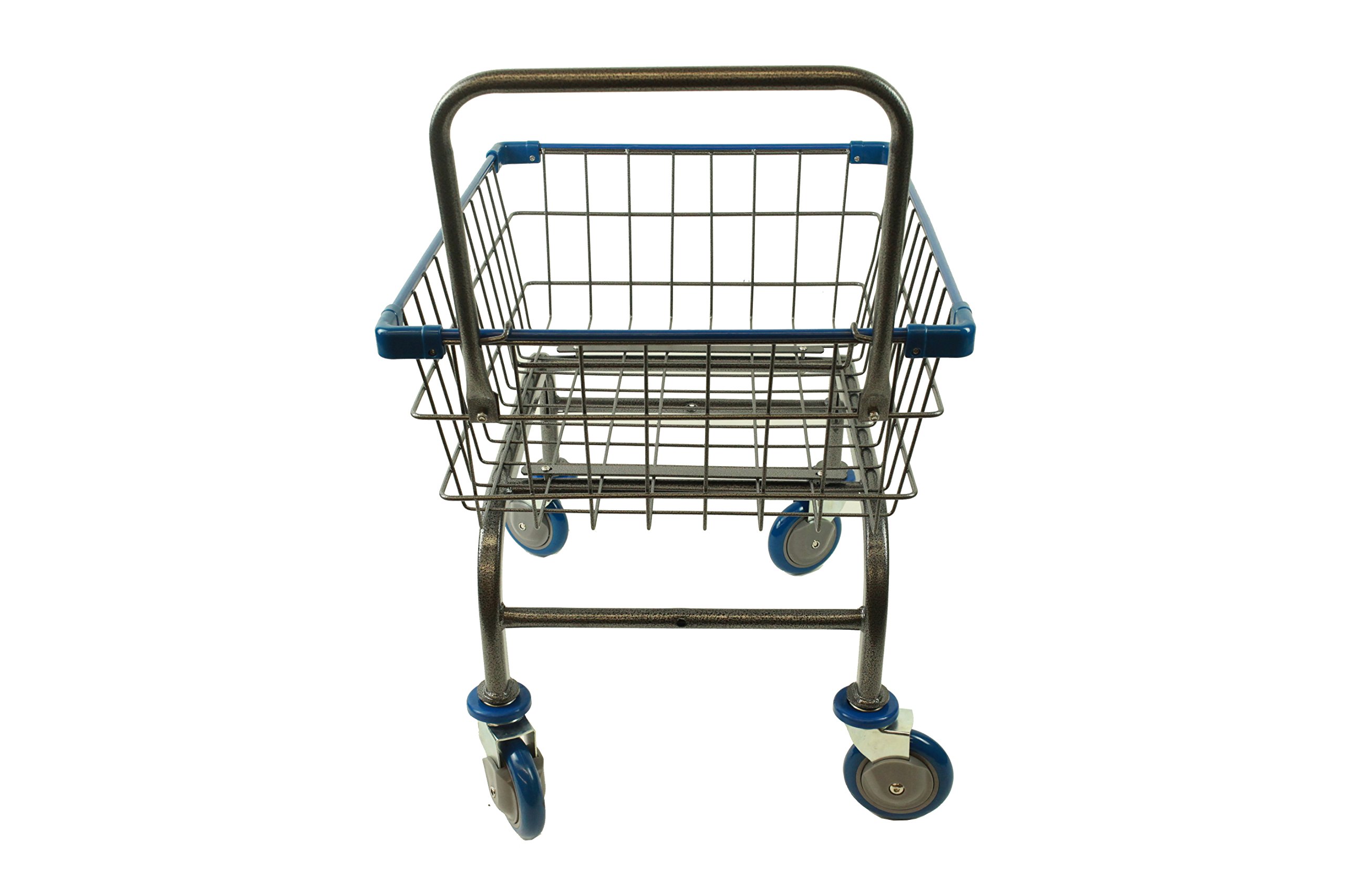 Heavy Duty Laundry Cart with Wheels - 1.8 Bushel Grocery Shopping Basket with U-Shaped Handle (Blue) - Perfect for Laundry Room, Supermarket, Dorm & Apartment Use
