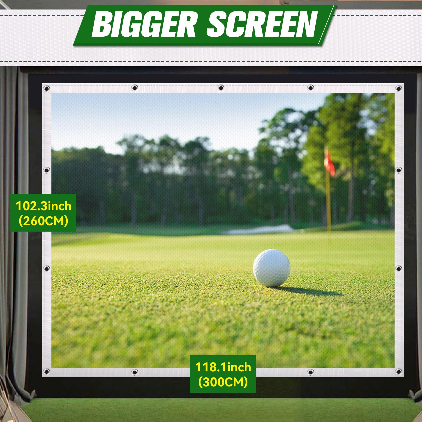 Aikeec 7mm Thickened Golf Simulator Impact Screen - Ultra Clear 10ft Indoor Golf Training Screen with 32 Grommets for Home/Garage - Perfect for Golf Practice, Entertainment & Virtual Golf Simulation