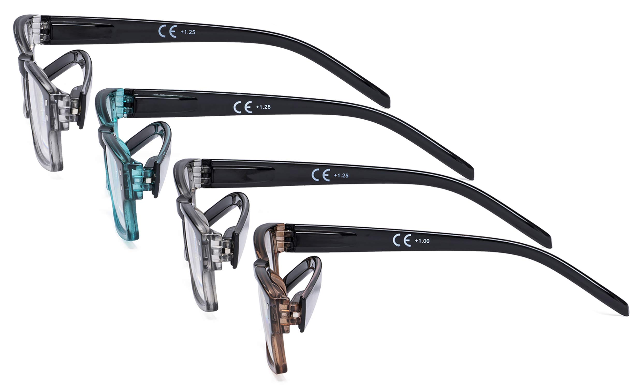 Eyekepper 4 Pack Fashion Spring Hinge Reading Glasses +0.50 for Women - Lightweight Comfortable Readers with Durable Frame - Perfect for Reading, Computer Use, and Daily Activities