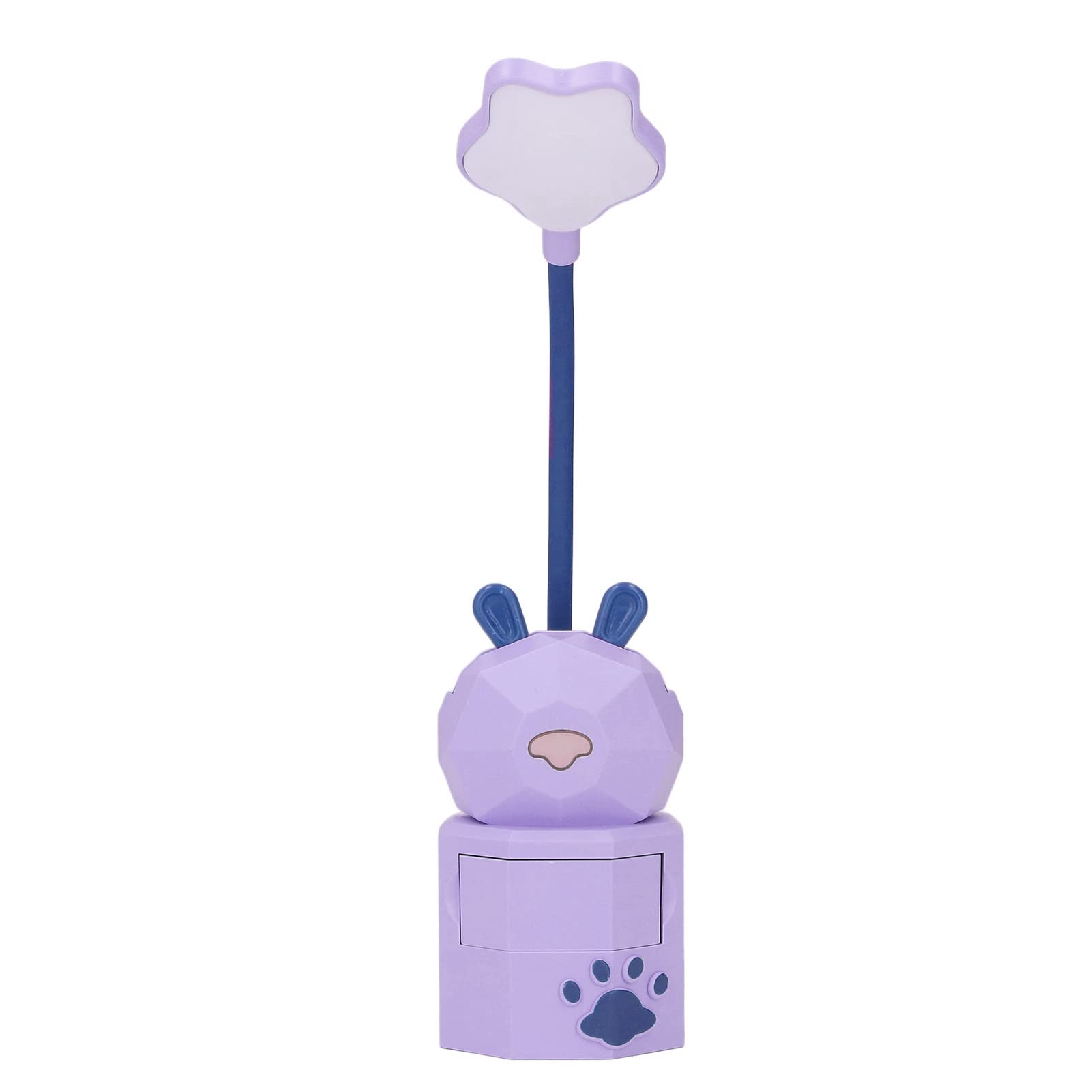 Omnidirectional Gooseneck Kids Desk Lamp - Safe Durable USB Charging Reading Light with Cute Bunny Design for Bedroom, Dorm & Office Study (Purple) - Perfect Night Light for Children's Homework & Book Reading