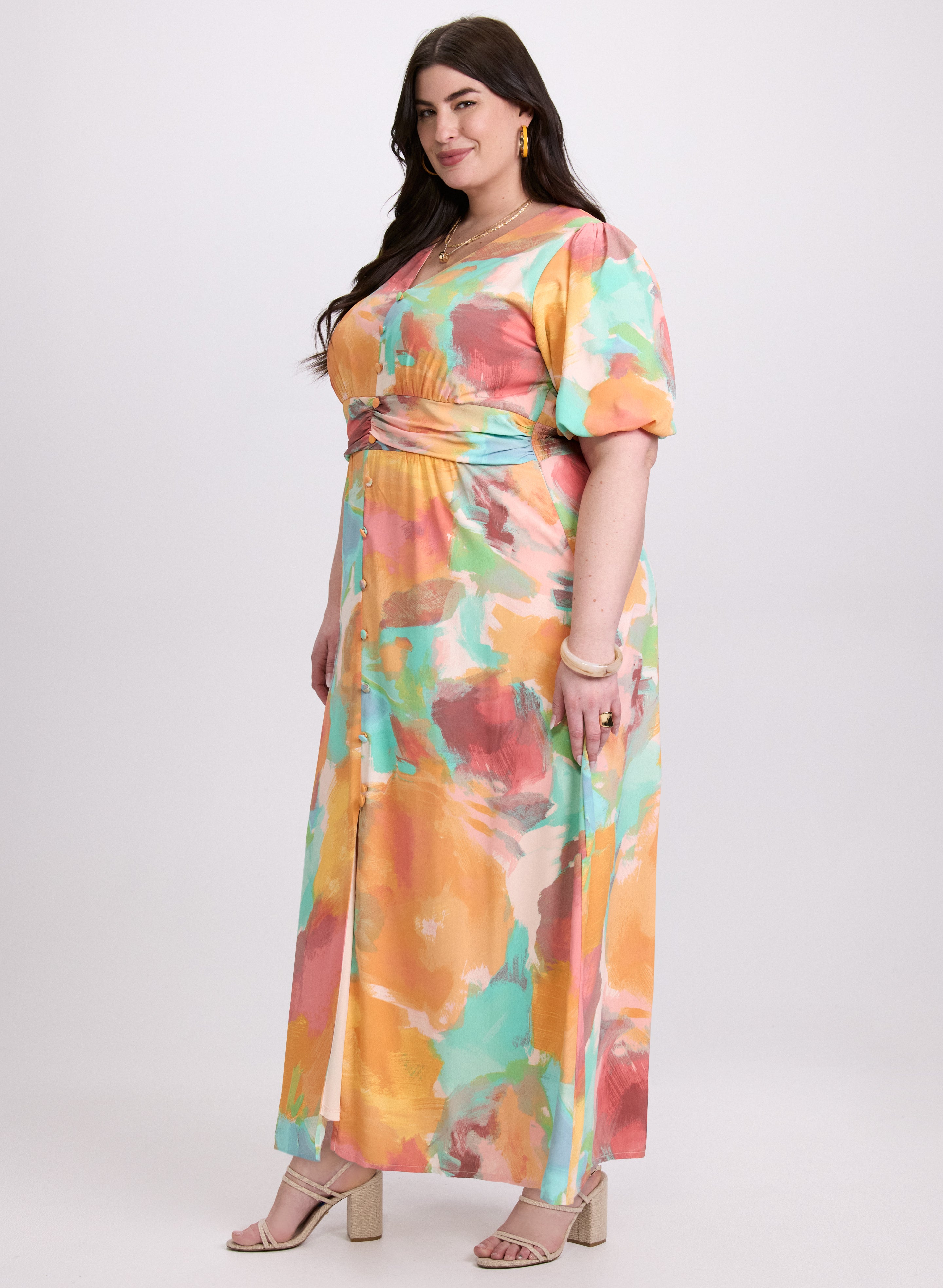 Abstract Floral Print Dress for Women - Elegant Boho Summer Maxi Dress for Beach, Vacation & Date Night