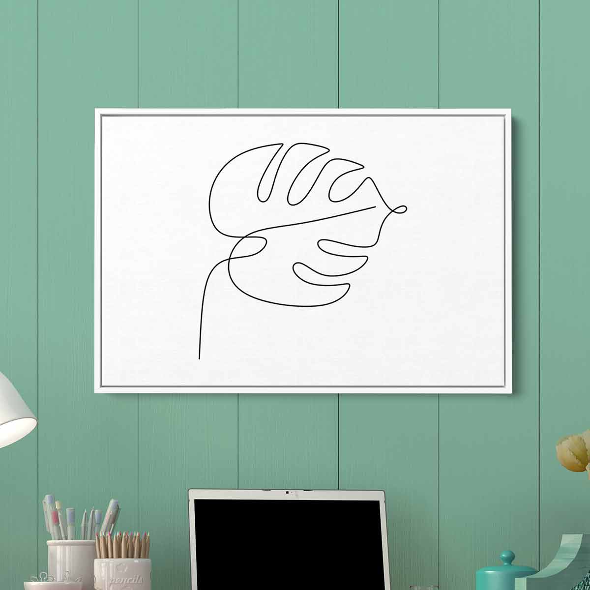 White Leaf Wall Art Canvas Print - Modern Botanical Home Decor for Living Room, Bedroom & Office - 1062