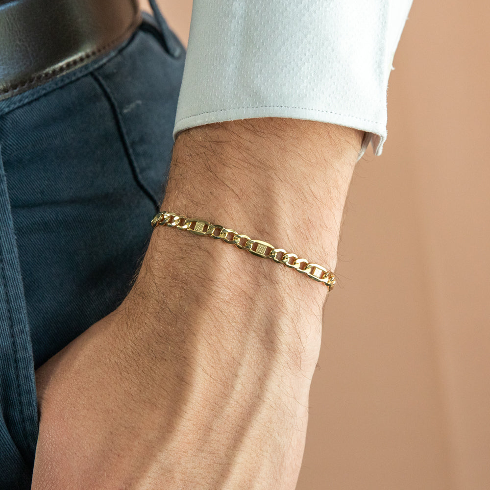 9 Carat Silver Filled Figaro Chain Bracelet - 120 Gauge 21cm Adjustable Link Jewelry for Women & Men - Perfect for Everyday Wear, Gifts & Special Occasions