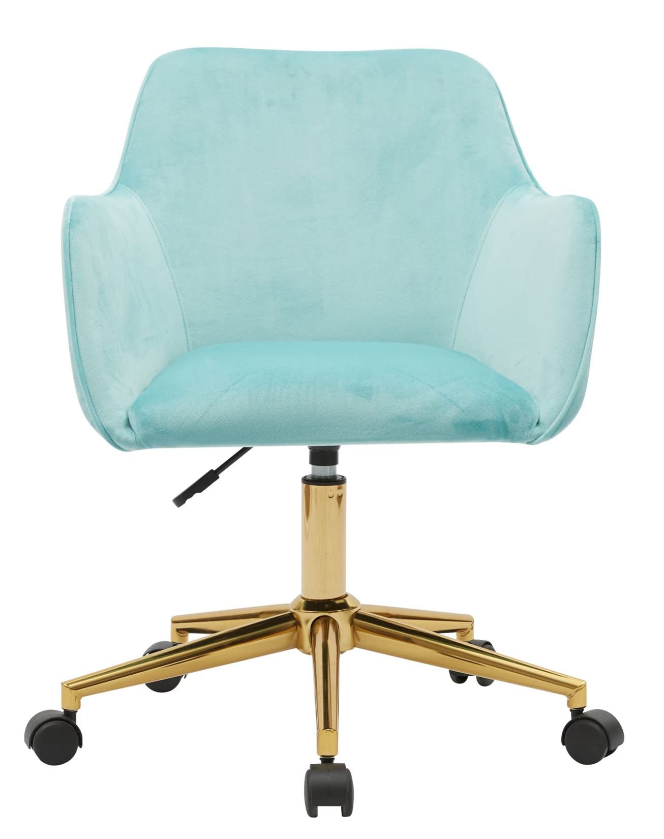 Velvet Vanity Chair - Adjustable Swivel Desk Chair with Golden Legs for Home Office, Bedroom Makeup & Living Room | Small Task Chair for Women, Cute Makeup Seat Perfect for Dressing Table, Study & Workspace