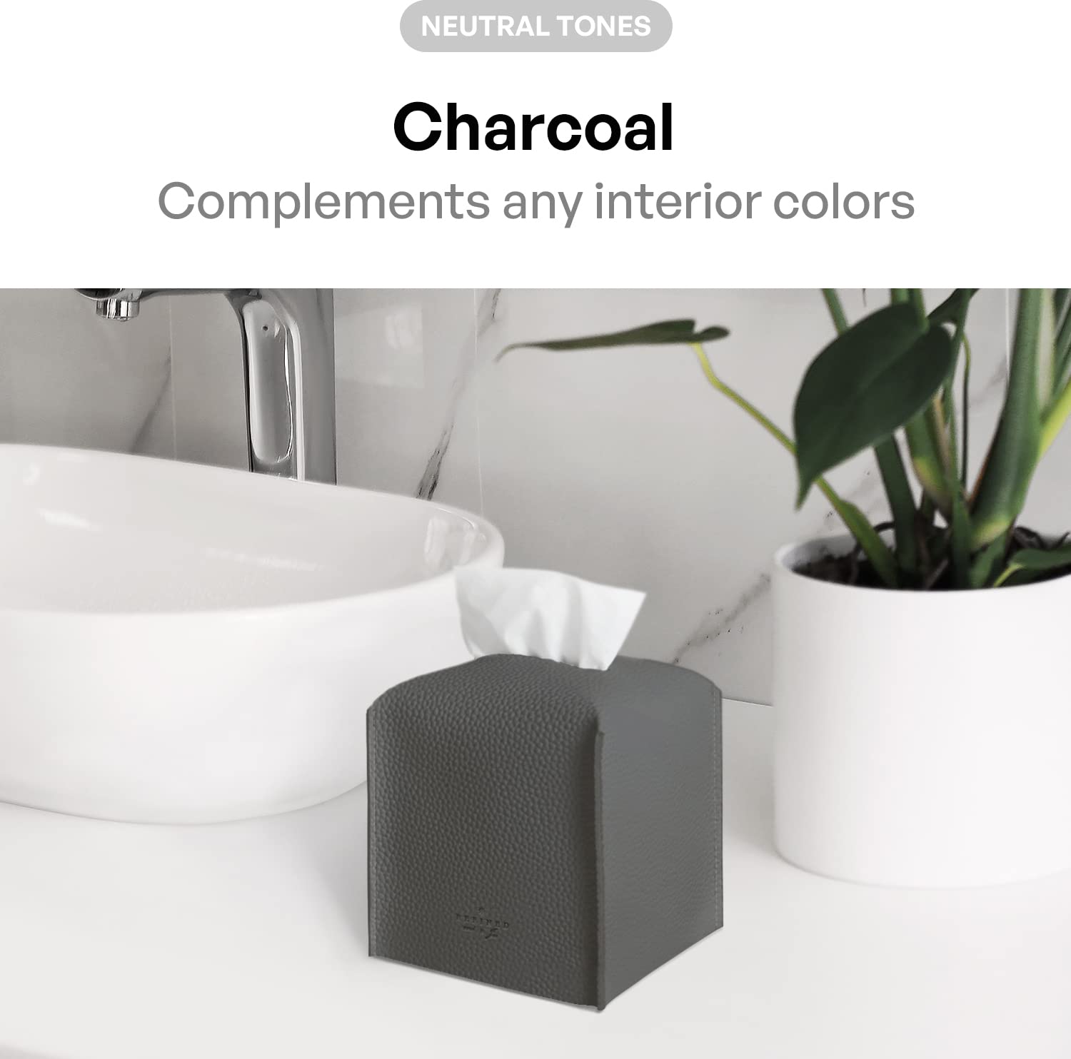 Premium PU Leather Tissue Box Cover - Modern Square Decorative Holder for Bathroom, Office & Car (5