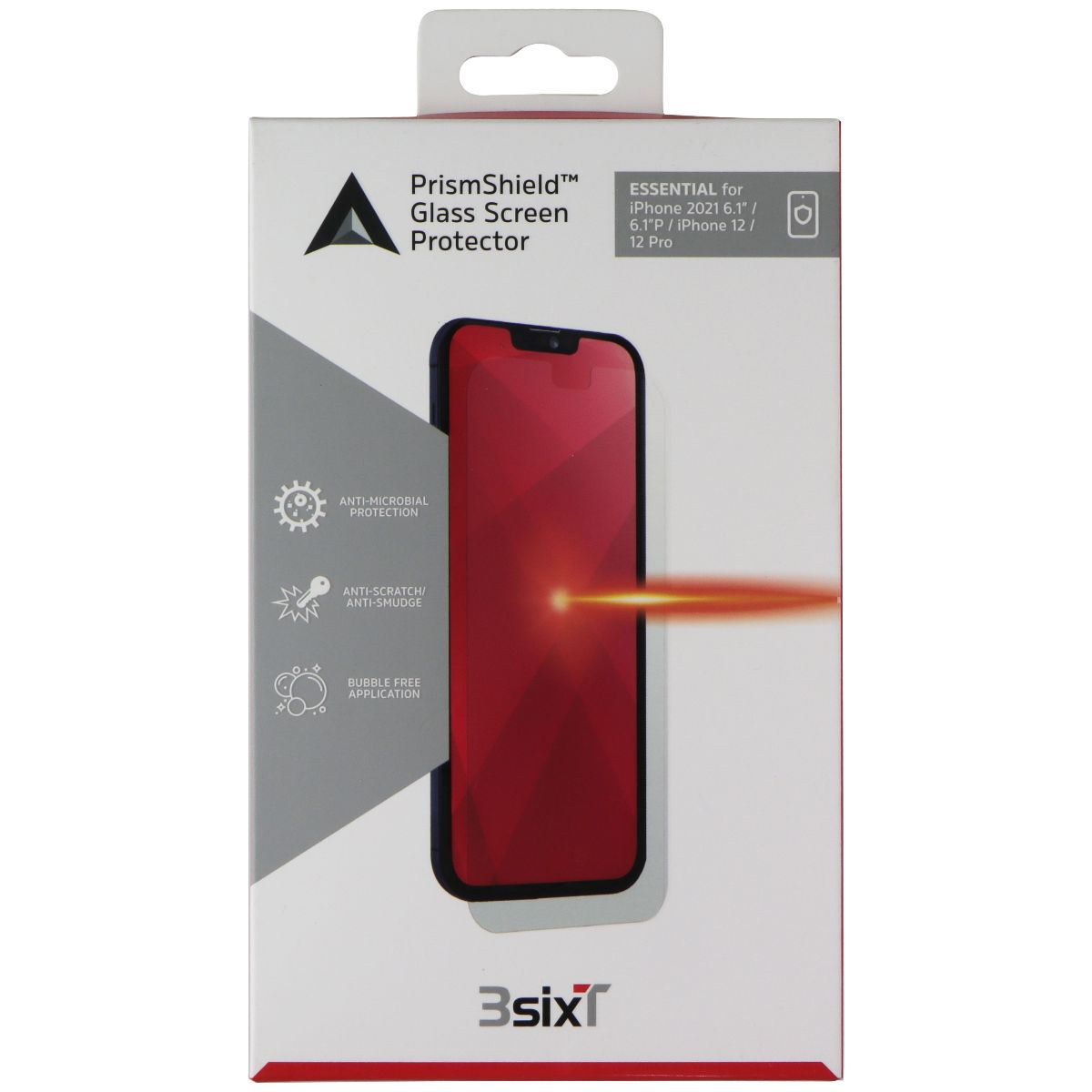 3SIXT PrismShield Hybrid Screen Protector for iPhone 13/13 Pro/12 Pro - Anti-Scratch, HD Clear, Bubble-Free Installation - Perfect for Work, Travel & Everyday Protection