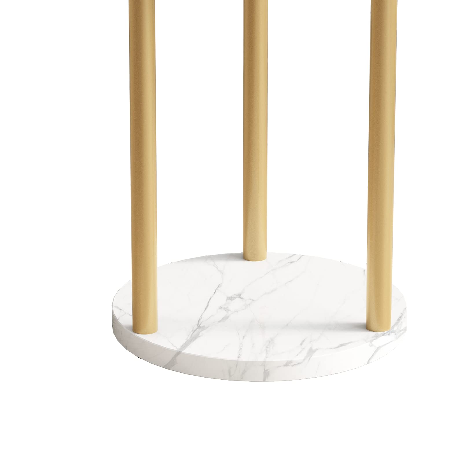 Modern Gold Freestanding Coat Rack with 9 Hooks & Double Shelves - Hall Tree for Hanging Coats, Hats, Scarves & Bags - Space Saving Corner Entryway Organizer for Home, Office or Dorm Decor