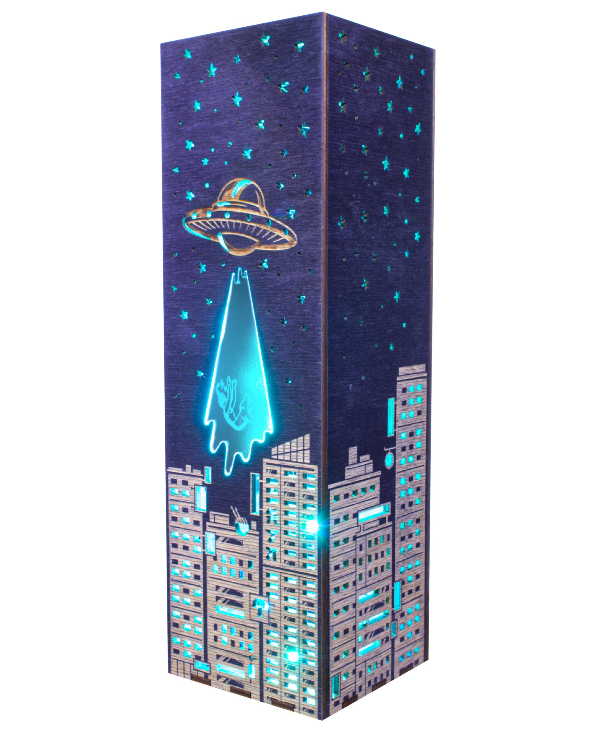 UFO Alien Night Lamp - Sci-Fi LED Neon Light with Alien Abduction Scene | Modern Space-Themed Bedroom Decor | Cool Gift for Geeks & Nerds | Perfect for Gaming Rooms, Dorm Decor & Sci-Fi Lovers