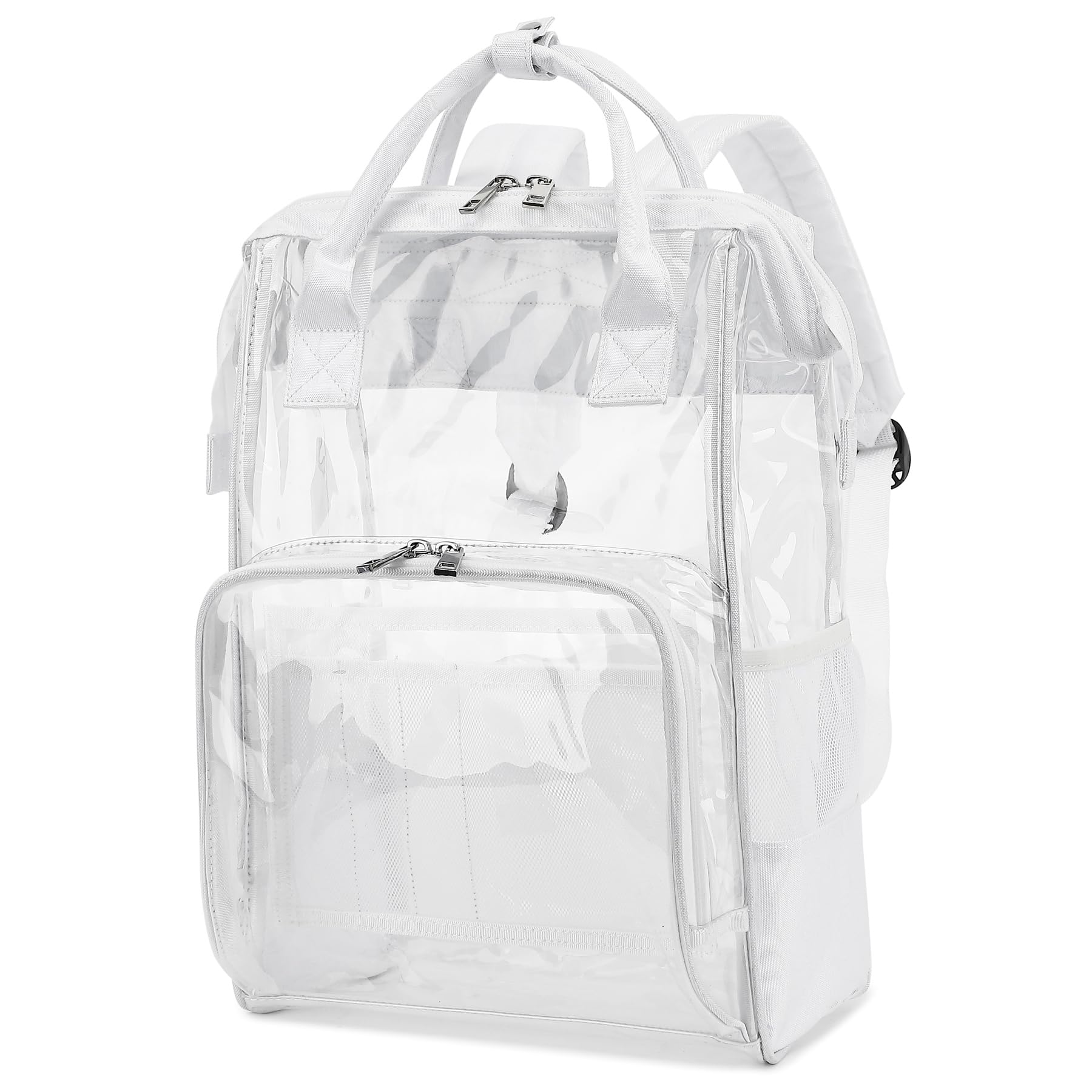 Heavy Duty Clear Backpack for Men & Women - PVC Transparent School Backpack for Boys & Girls (White) | Perfect for School, Travel, Work & Security Checkpoints
