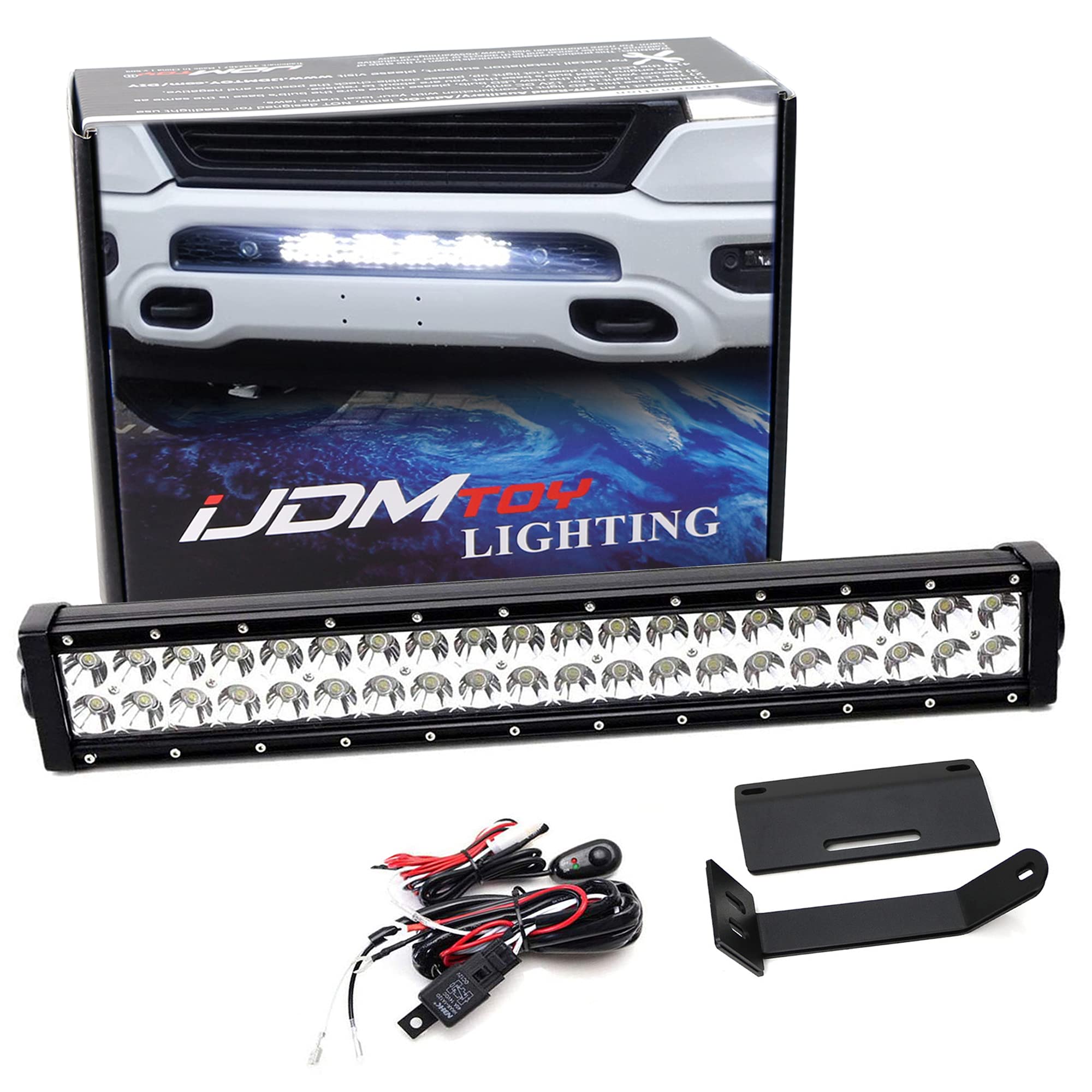 20-Inch LED Light Bar for 2019-2024 Dodge RAM Limited | 120W High Power Off-Road Light with Mounting Brackets & Wiring Kit | Perfect for Night Driving, Off-Roading & Truck Customization