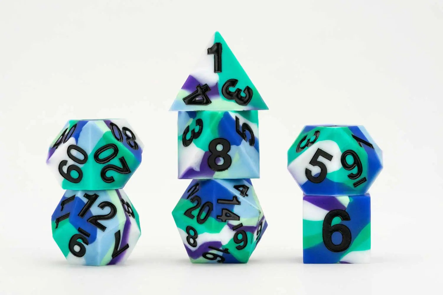 7ct Sharp Edge Silicone Pride Dice Set - 9 Vibrant Color Options for D&D, RPG & Tabletop Gaming - Perfect for LGBTQ+ Pride Events & Gamer Gifts
