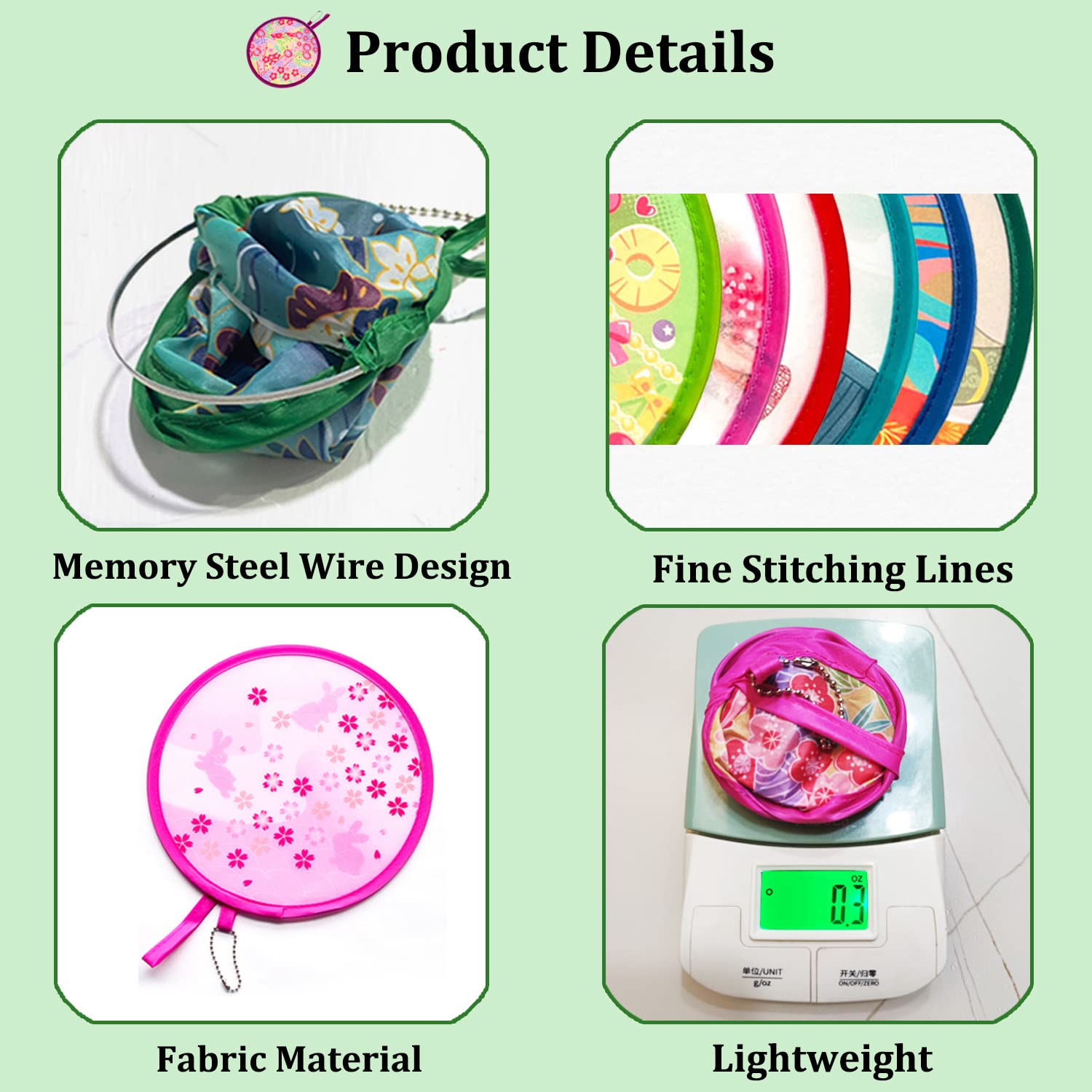 Foldable Handheld Fan - 4 Pack Summer Cooling Fans with Cute Candy Fruit Patterns, Portable Round Folding Fan for Wedding, Festival, Home Decor & Outdoor Use