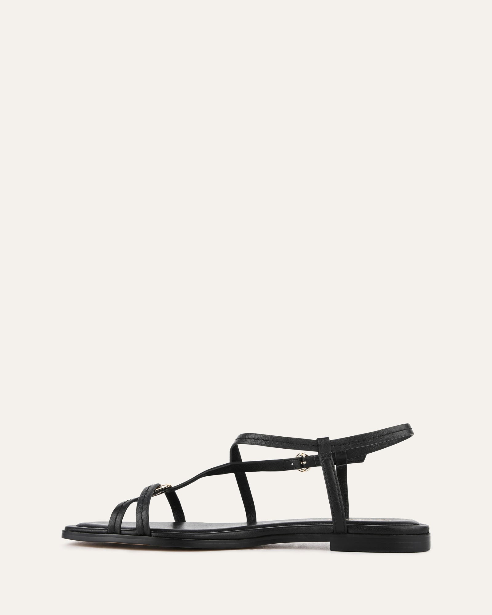 ADDI Women's Flat Sandals - Black Genuine Leather Comfortable Slip-On Casual Shoes for Summer, Beach, and Everyday Wear