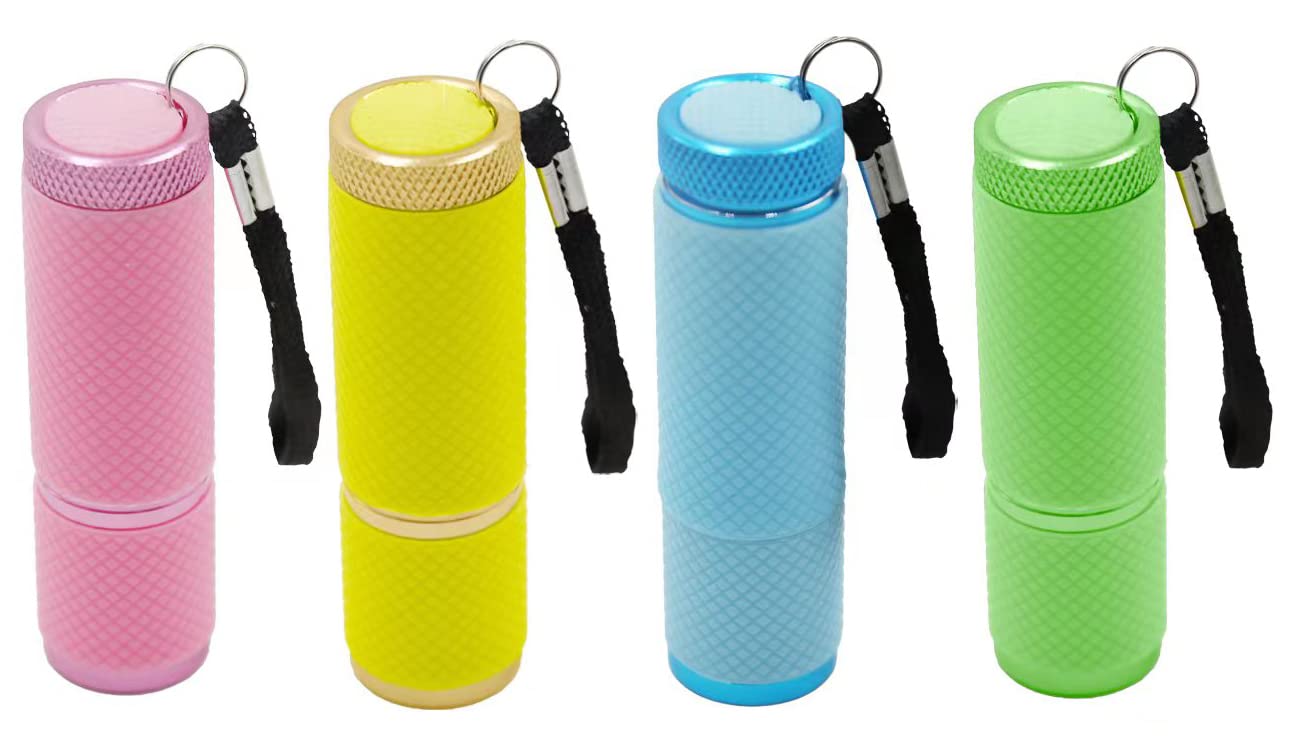 9 LED Glow in Dark Flashlights - 4 Pack Rubber Coated Handheld Torches with Wrist Straps, Durable Aluminum Portable Flashlight for Camping, Hiking, Emergency & Power Outages - Perfect for Nighttime Adventures and Outdoor Safety