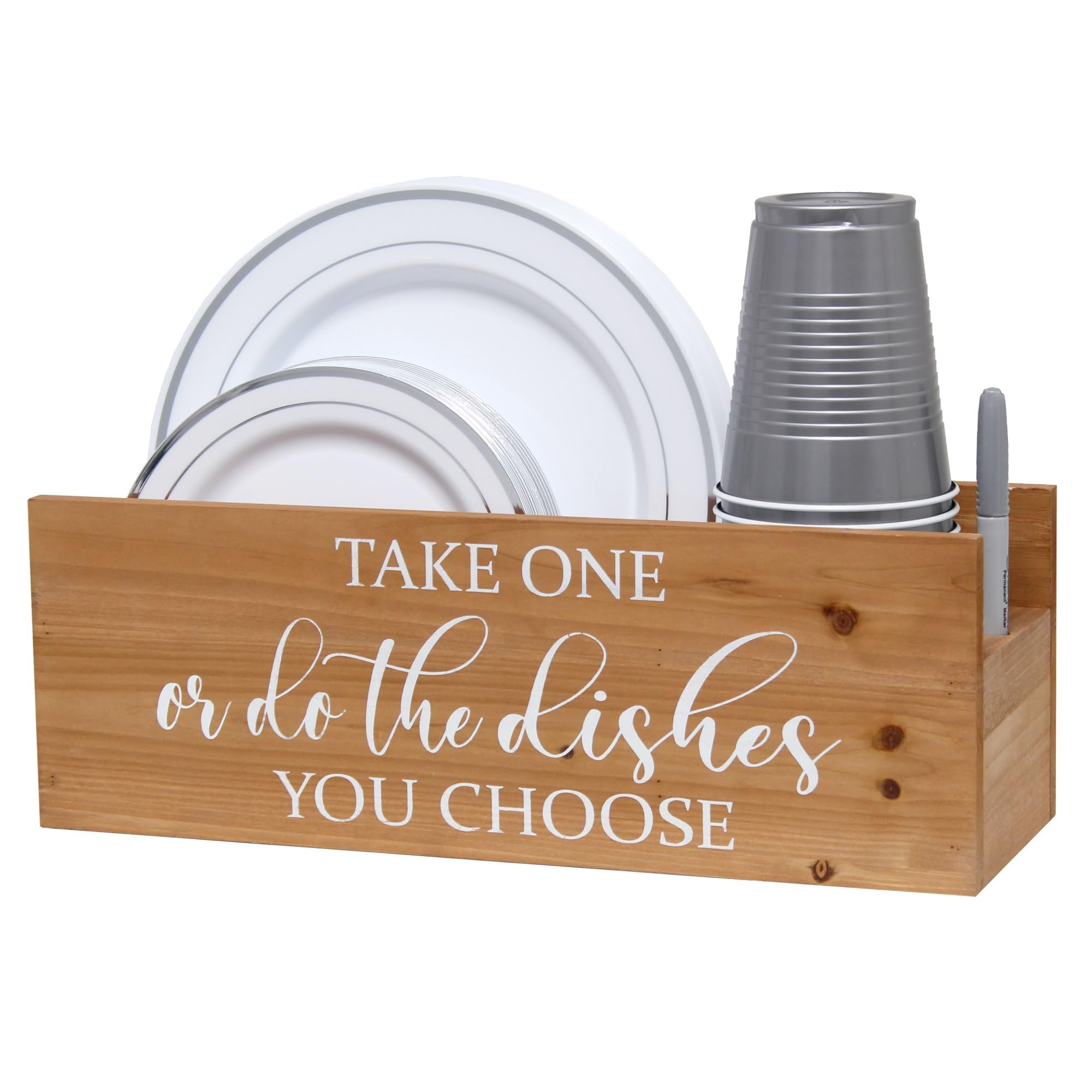 Farmhouse Wooden Kitchen Countertop Organizer with Marker Slot - Elegant HG2035-NWD Pantry Picks for Home, BBQ & Events - Natural Wood Decor for Tables, Kitchens & Dining Areas