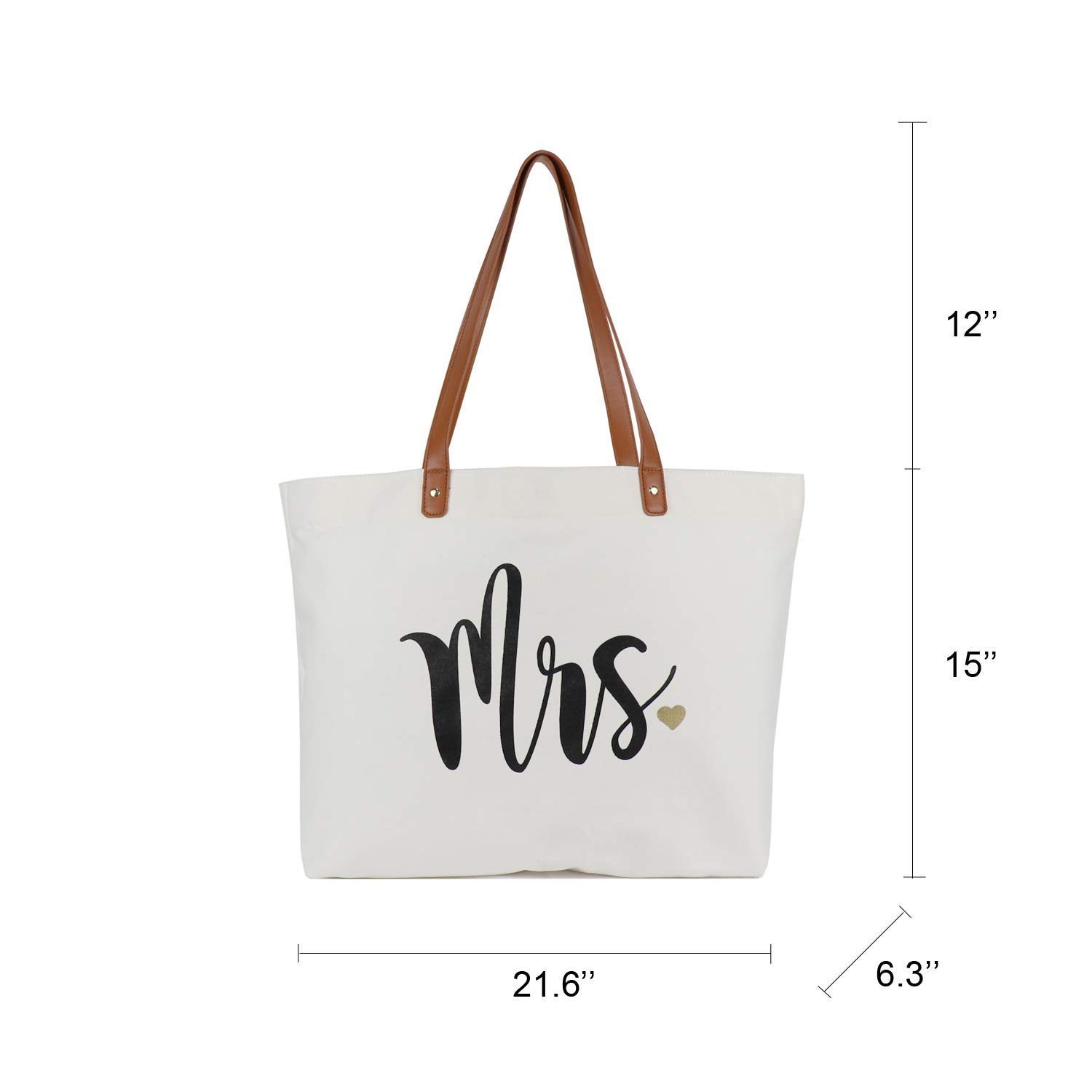 Lamyba Bride Tote Bag with Matching Makeup Pouch - Elegant Mrs Tote for Wedding & Bridal Shower Gift - Premium White Canvas Bag for Bride, Bridesmaids & Wedding Essentials