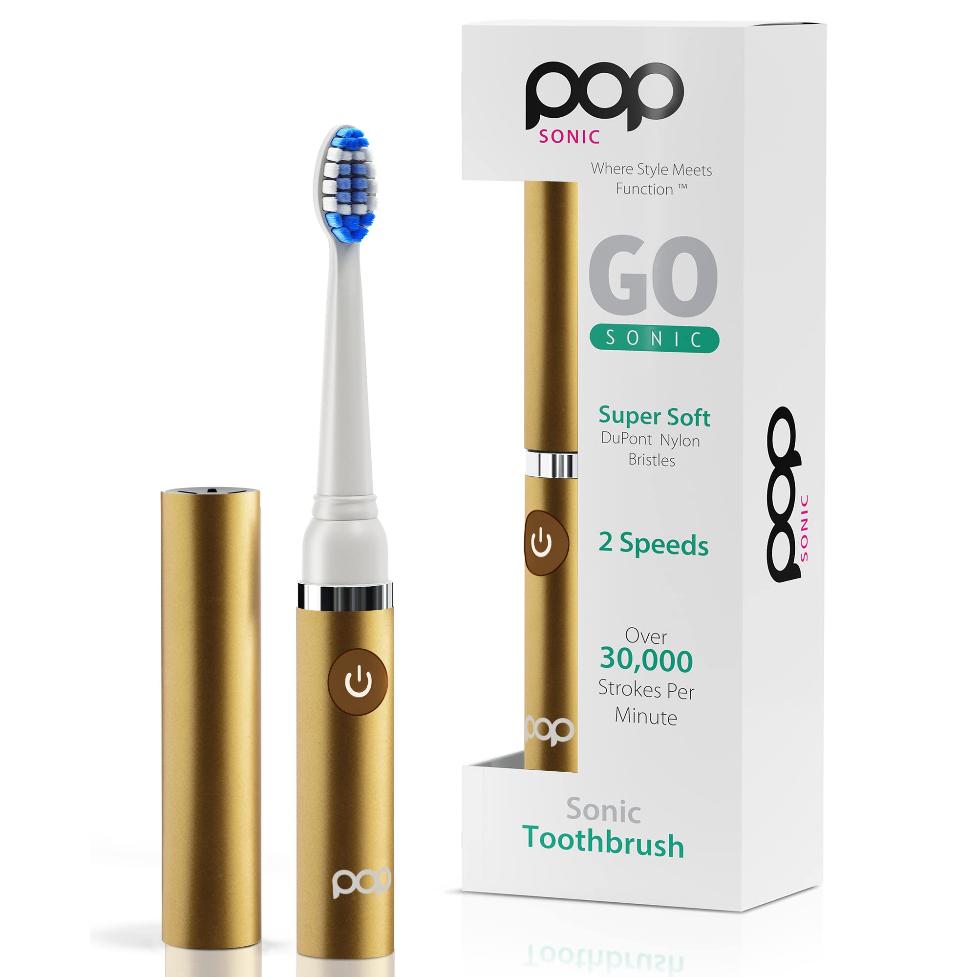 Pop Sonic Electric Toothbrush for Adults & Kids - Rechargeable Travel Toothbrush with 2 Speed Modes (15,000-30,000 RPM), Dupont Nylon Bristles, Battery Included - Perfect for Home, Travel & Daily Oral Care