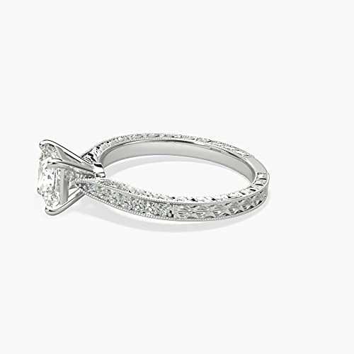 1 ct. Princess Cut Moissanite Engagement Ring for Women - 10K Gold Promise & Wedding Ring with Free Engraving (Size 12) | Perfect for Proposals, Anniversaries & Romantic Gifts