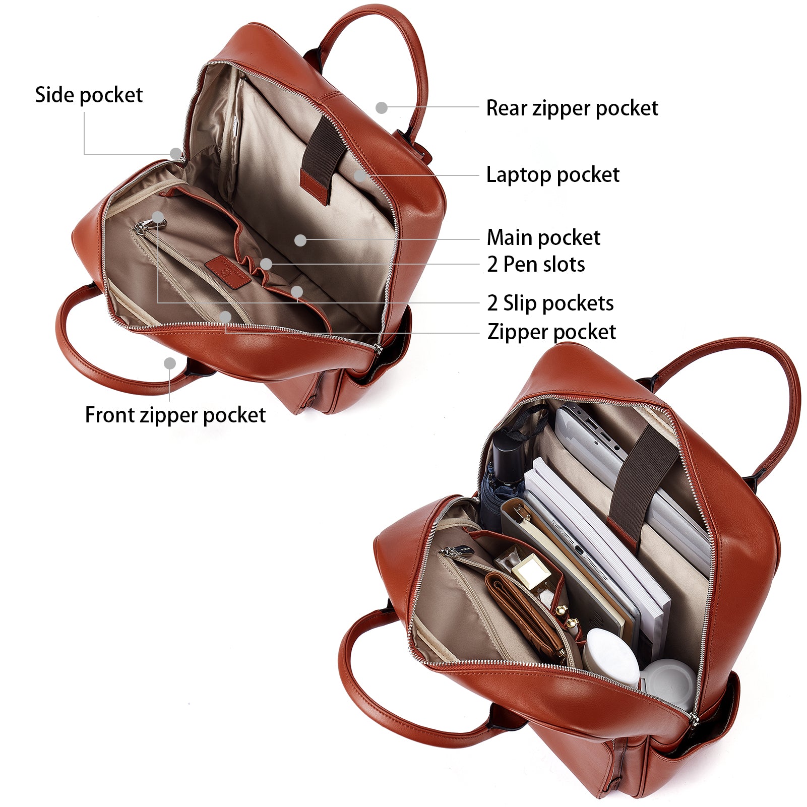 Caramel Women's Casual Backpack - Stylish & Comfortable Daypack for Work, School, Travel & Everyday Use