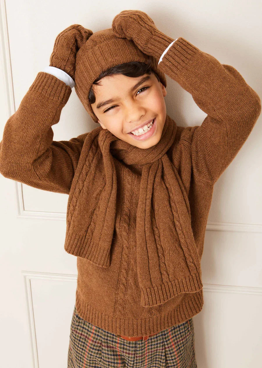 Brown Cable Knit Beanie Hat for Men & Women - Warm Winter Skull Cap for Outdoor Activities, Skiing, and Hiking (Size S & L)