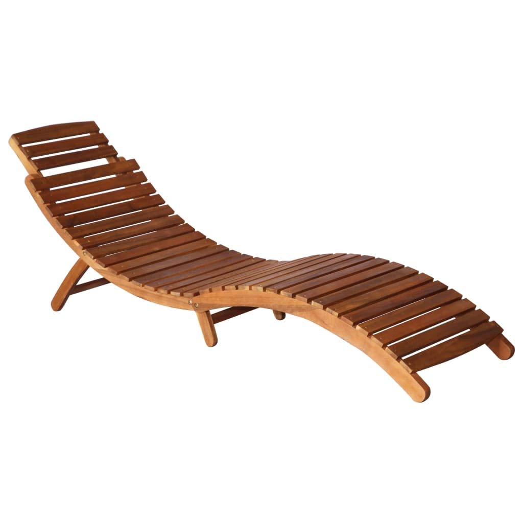 Premium Acacia Wood 3-Piece Sun Lounger Set with Tea Table - Natural Oil Finish Weather-Resistant Outdoor Patio Furniture - Space-Saving Design for Poolside, Garden & Backyard Relaxation