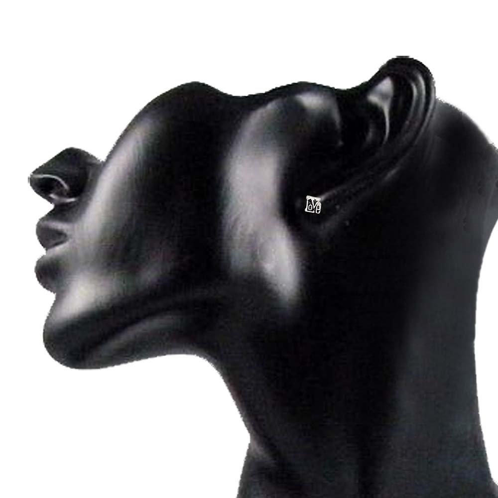 .925 Sterling Silver Oxidized LOVE Stud Earrings for Women - Romantic Gift for Valentine's Day, Anniversary & Everyday Wear
