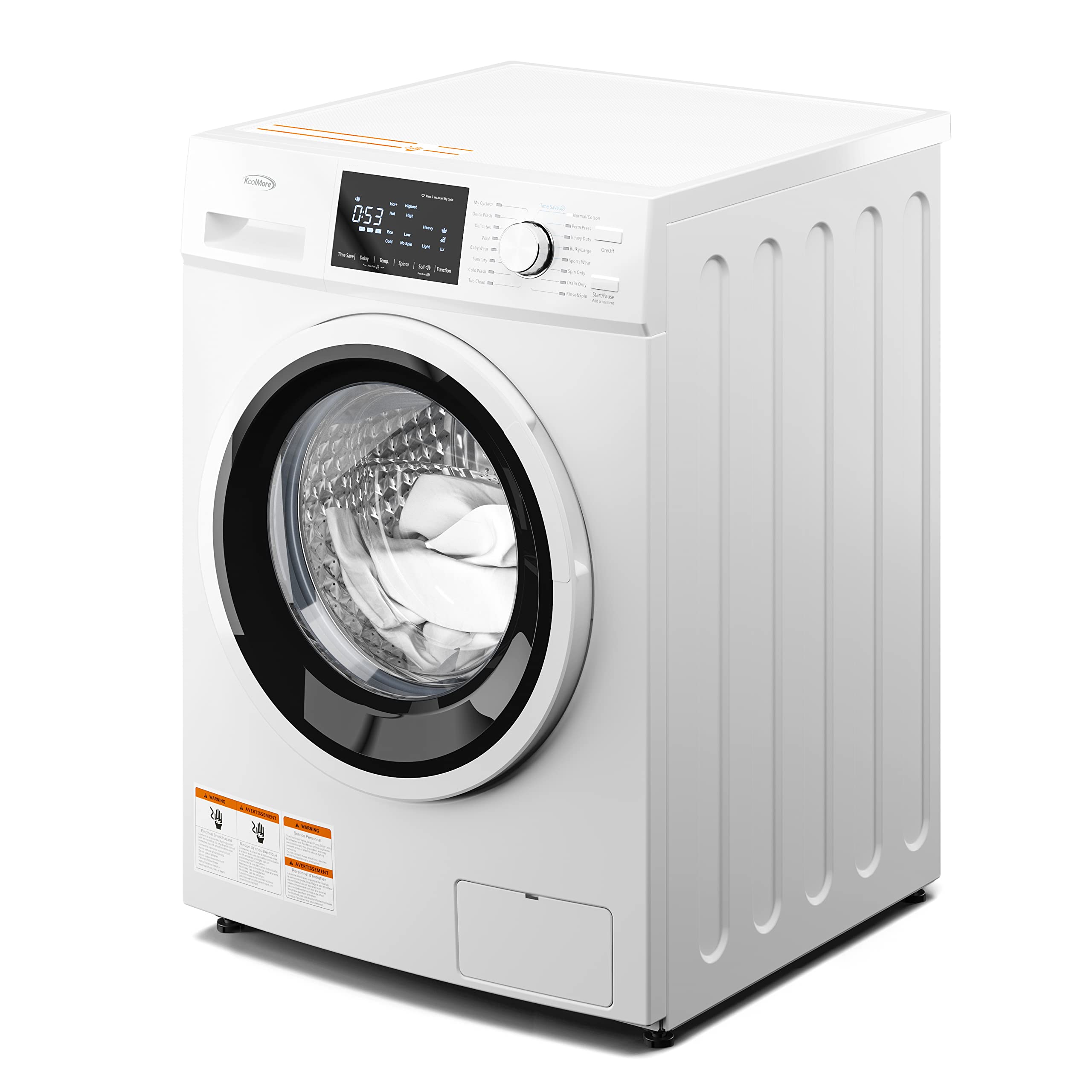KoolMore 2.7 Cu. Ft Front Load Washing Machine - Compact Space Saving Design, 20-Min Quick Wash, 12 Cycles, Quiet Inverter Motor (120V, 24