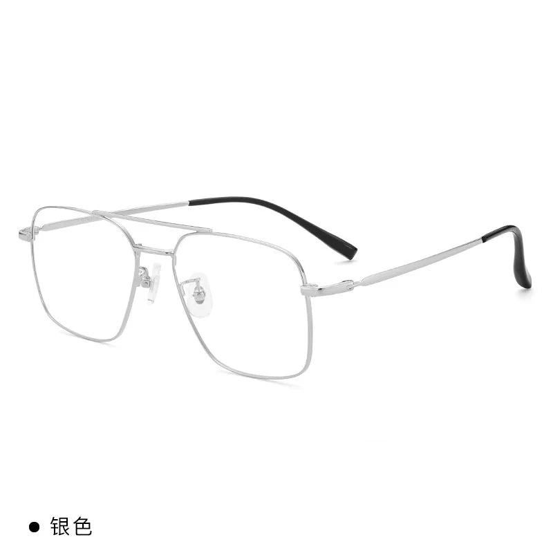 Brightzone Unisex Full Rim Square Double Bridge Titanium Eyeglasses 89172 - Lightweight Durable Frame for Work, Reading & Fashion