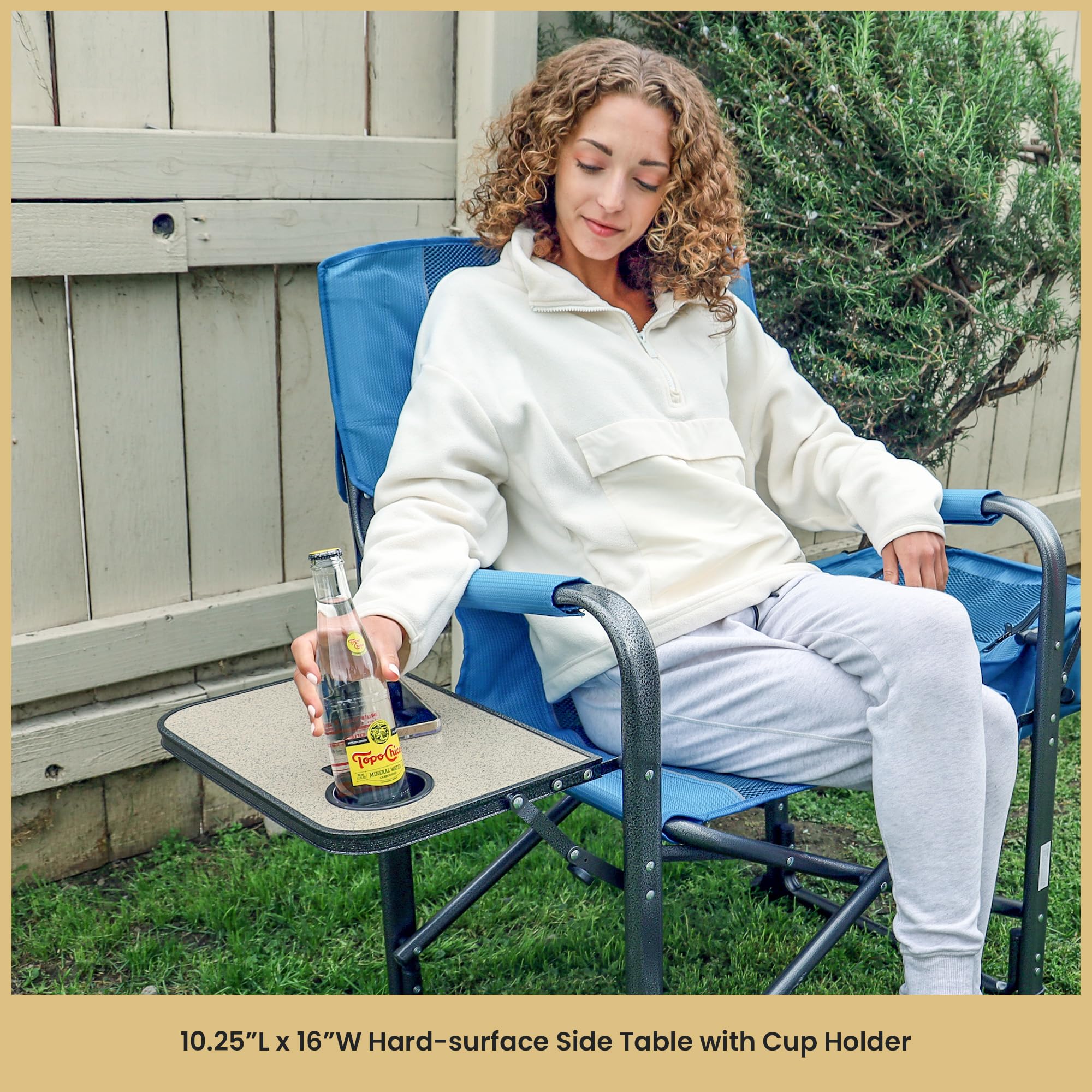 ARROWHEAD Folding Director’s Chair with Cooler & Side Table - 450lbs Capacity, Portable for Camping & Outdoor Events