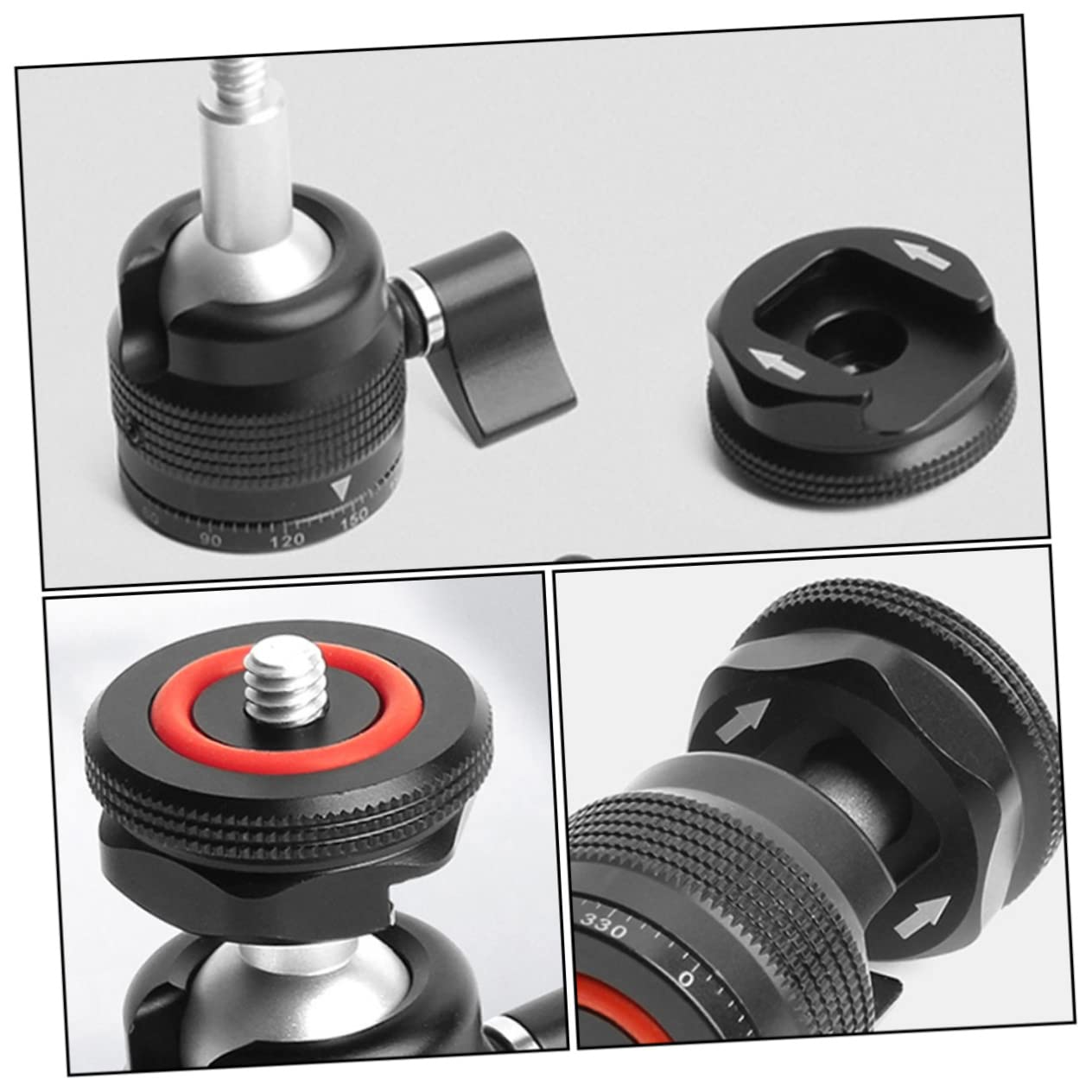 Universal Ball Head with Cold Shoe Mount - 360° Rotating Aluminum Alloy Mini Tripod for DSLR/SLR Cameras - Perfect for Photography, Videography & Vlogging Accessories