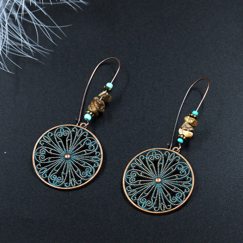 Vintage Distressed Pendant Earrings for Women - Boho Chic Retro Dangle Earrings - Perfect for Parties, Weddings & Everyday Wear