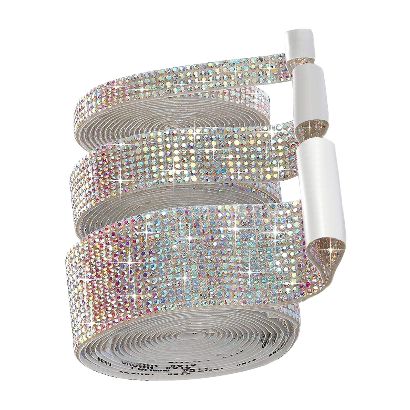 Fancyes 3-Roll Self-Adhesive Crystal Rhinestone Diamond Ribbons - DIY Scrapbooking, Car Phone & Shoe Decor - Colorful Rhinestone Stickers for Crafts, Jewelry Making & Home Decoration
