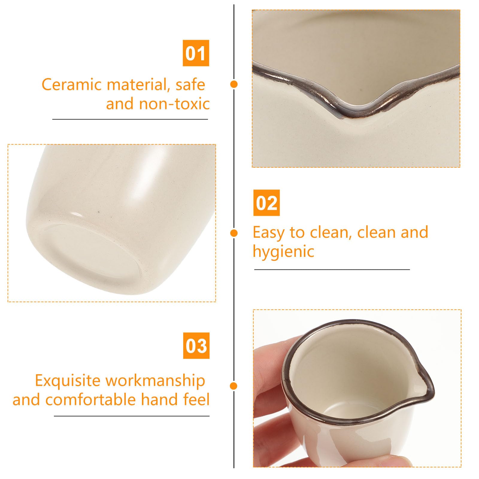Hemoton 2-Pack 40ml Mini Ceramic Creamer Pitcher - Small Coffee Milk Pouring Cup with Handle, White Espresso Creamer for Home, Cafe & Restaurant | Perfect for Latte Art, Coffee Brewing & Sauce Dipping