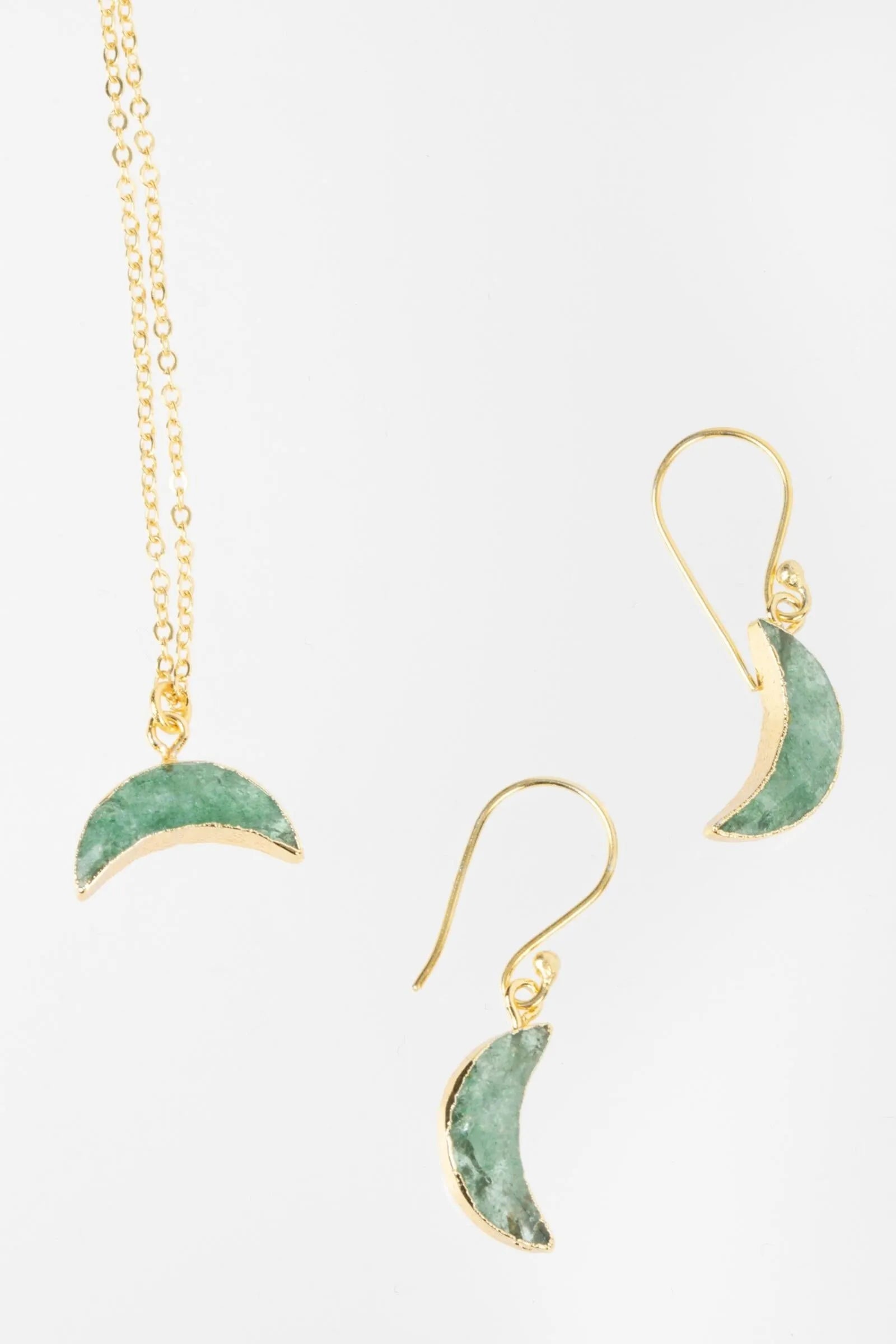 Moon Gemstone Mini Earring and Necklace Set - Sterling Silver Dainty Jewelry for Women | Perfect for Everyday Wear, Date Nights & Special Occasions
