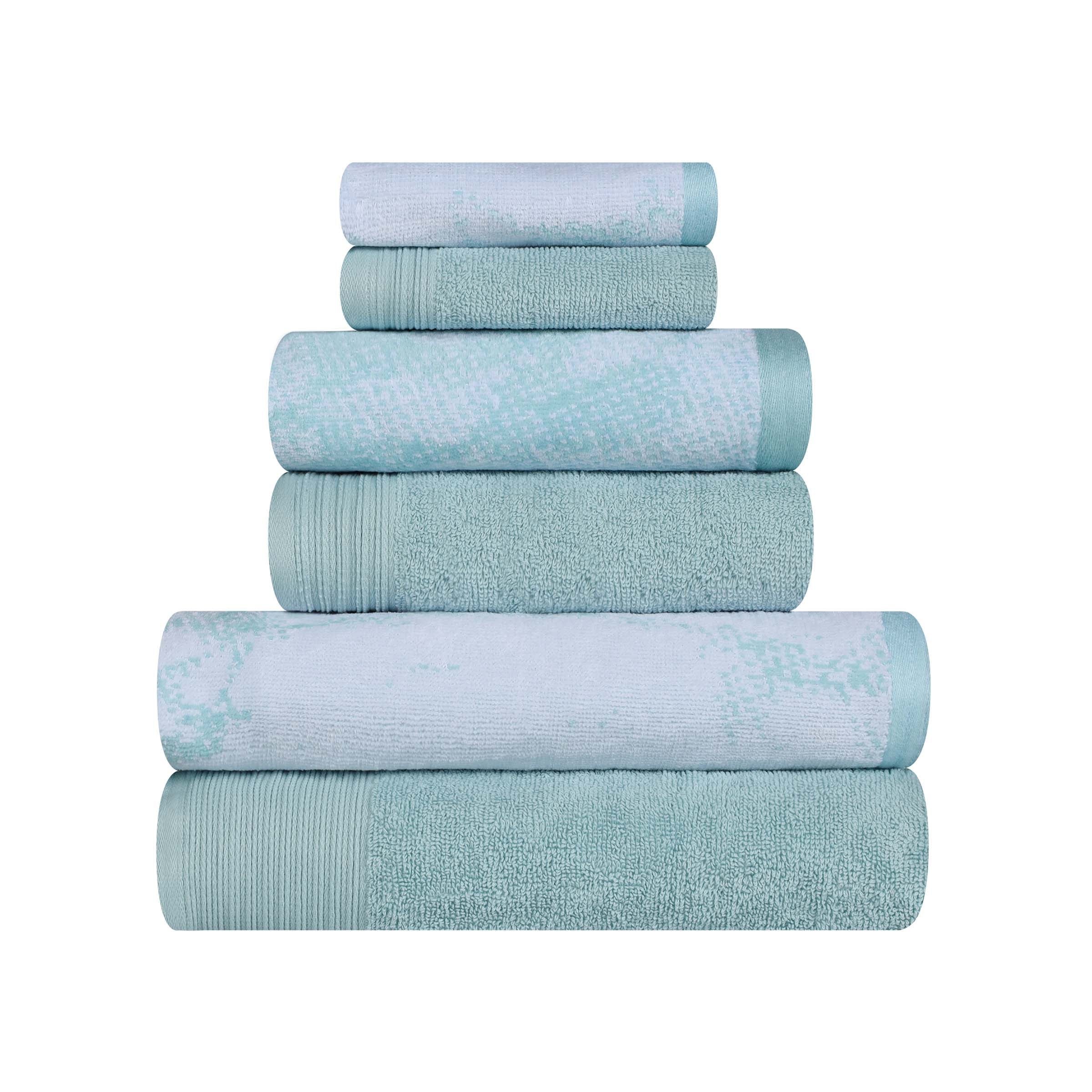 Premium 6-Piece Cotton Quick-Drying Towel Set - Solid & Marble Patterns for Bath, Gym, Beach, and Spa | Ultra Absorbent & Soft Bath Towels