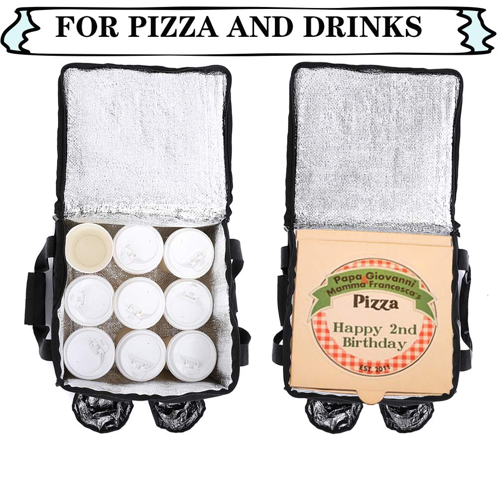 Large Insulated Food Delivery Bag with Cup Holders | Foldable Pizza Delivery Bag | Heavy Duty Thermal Grocery Bag for Camping, Catering & Restaurants | Perfect for Hot/Cold Food Transport & Outdoor Picnics