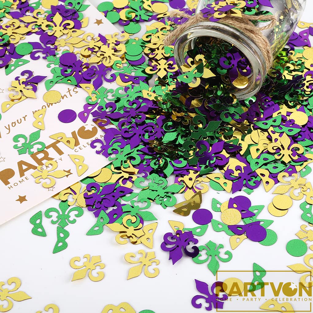 Mardi Gras Party Decorations - Masquerade Fleur De Lis Confetti, Table Centerpieces & Sequins for New Orleans Carnival Theme Birthday Celebrations | Perfect for Mardi Gras Parties, Masquerade Balls & Festive Home Decor