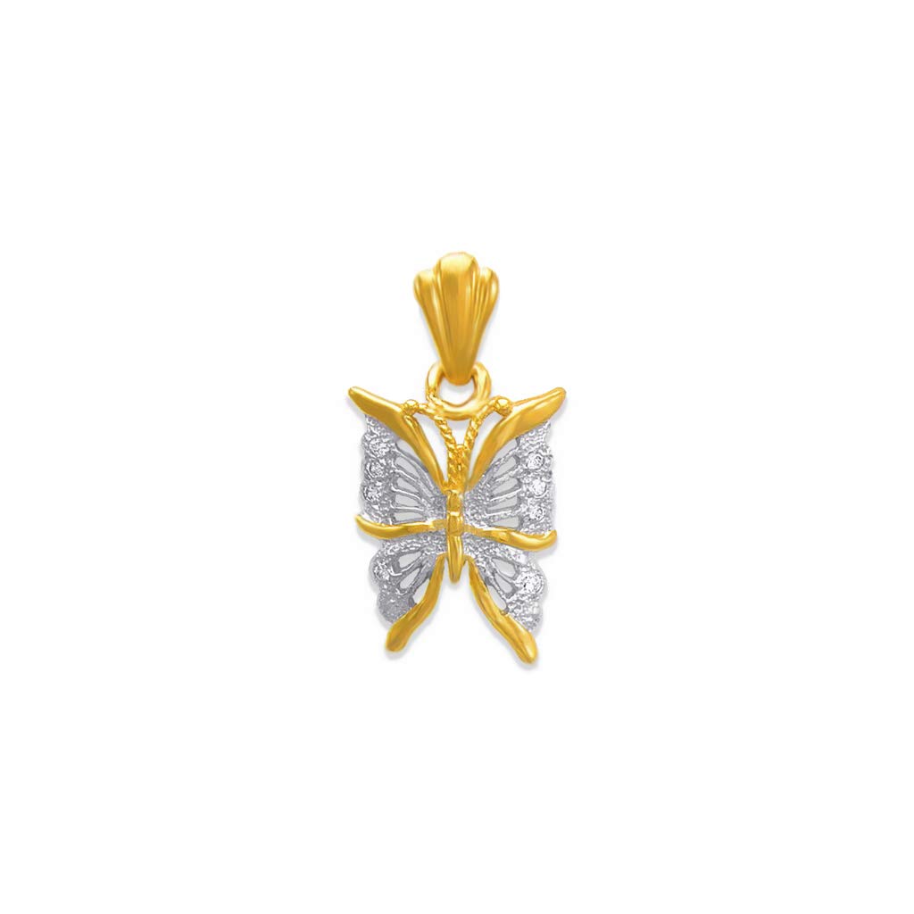 14K Two Tone Gold Butterfly CZ Pendant Necklace - Elegant Jewelry Gift for Women, Birthday, Anniversary & Valentine's Day | Perfect for Everyday Wear & Special Occasions