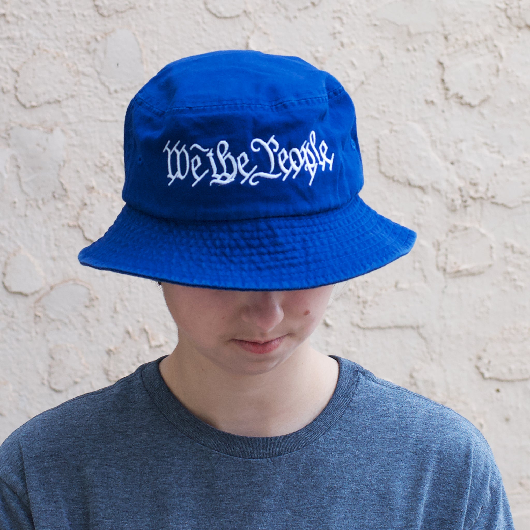 We the People Royal Blue Bucket Hat for Men & Women - Adjustable Cotton Sun Hat for Outdoor Activities, Beach, Fishing, and Summer Fashion
