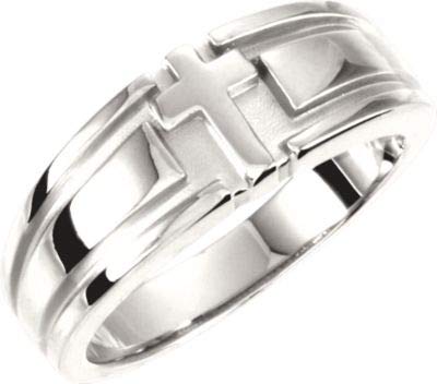 925 Sterling Silver Women's Religious Cross Pendant Necklace with Matching Band Ring Set - Faith Jewelry Gift for Her (Size 6.5 & 11) - Perfect for Church, Baptism, Confirmation & Daily Wear