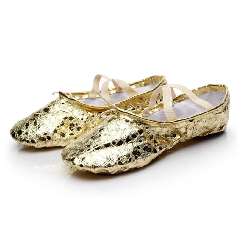 MSMAX Kids Ballet Shoes - Genuine Leather Ballet Flats for Toddler, Little & Big Kids - Perfect for Dance Practice, Yoga, Performances & Parties