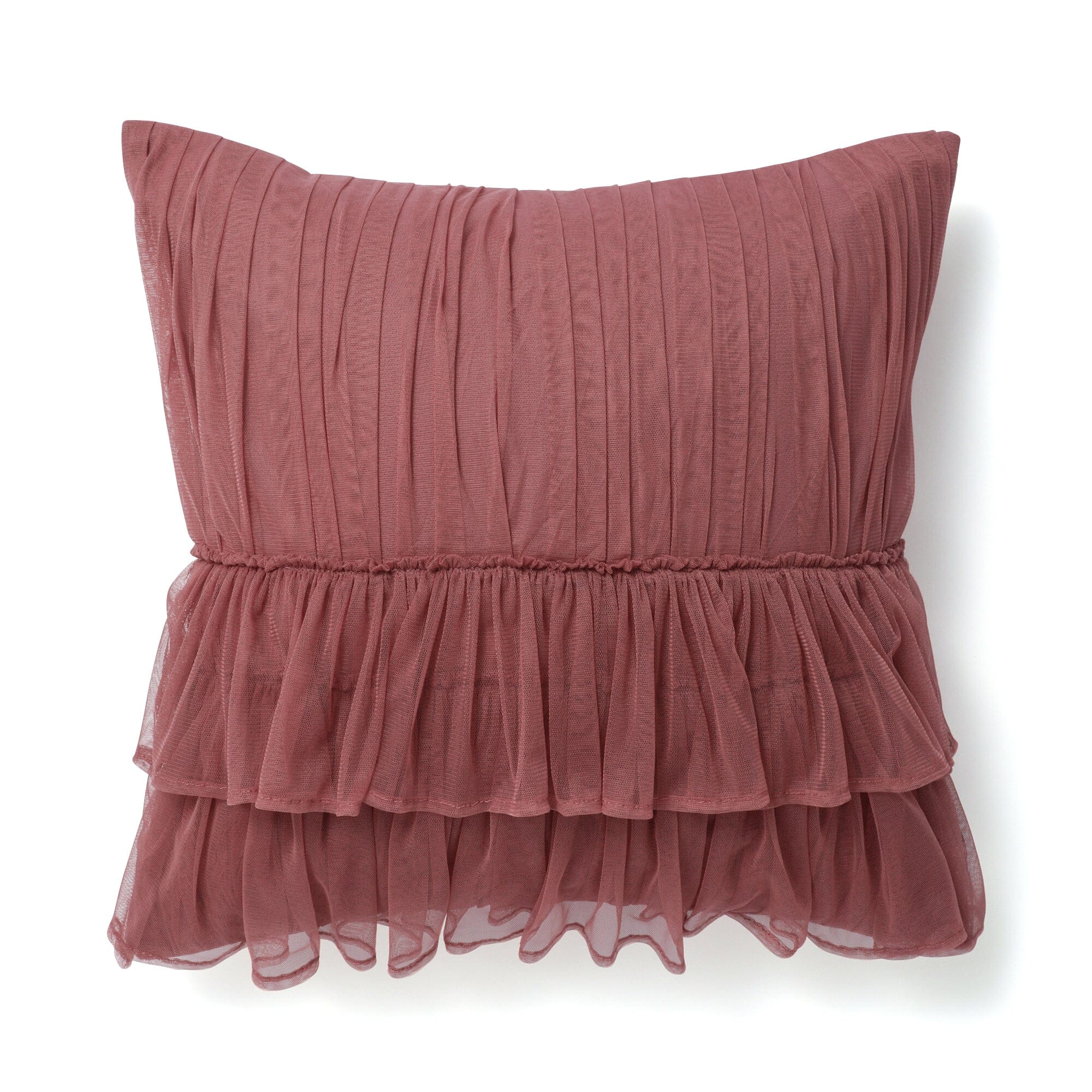 Frill Tulle Cushion Cover 18x18 Inches Purple - Elegant Decorative Pillow Case for Sofa, Bedroom, Living Room, Wedding Decor