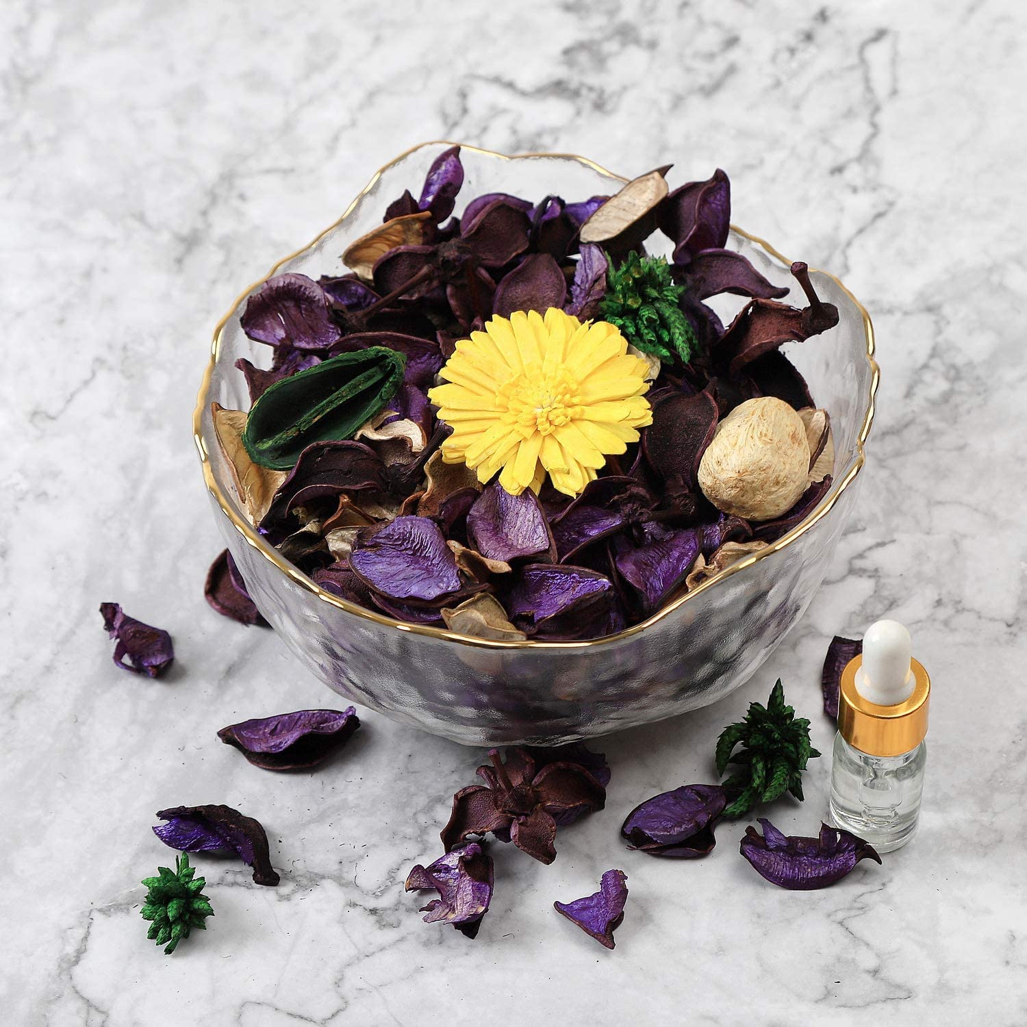 Qingbei Rina Spring Potpourri Bags - 8.4oz Lavender Scented Dried Flowers for Home Fragrance (2 Bags) | Easter Decorative Bowl Filler & Room Freshener - Perfect for Spring Decor, Gift Giving, and Creating a Relaxing Atmosphere