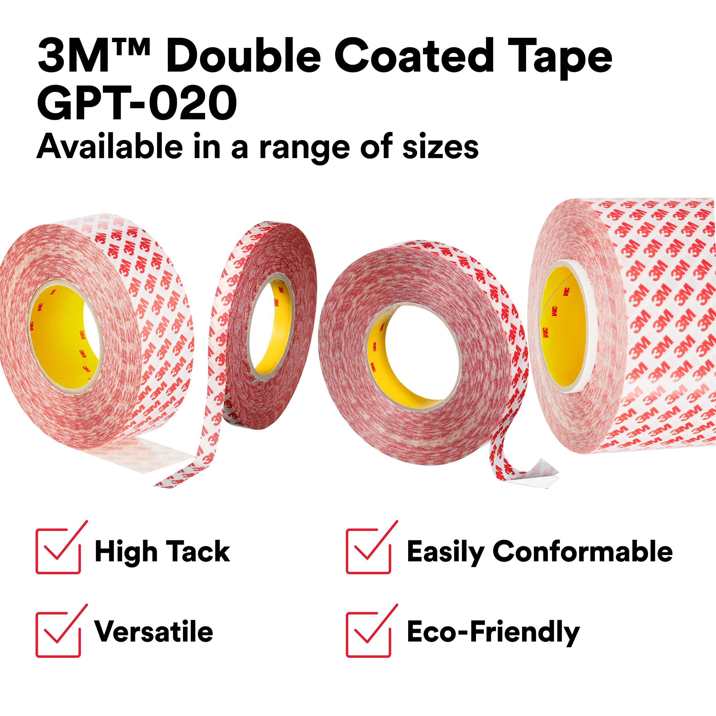 3M Double Sided Tape Heavy Duty, GPT-020F, 2 Inch x 55 Yards (50mm x 50m), 6 Rolls Pack - Strong Adhesive for Mounting, Crafts, Home Decor & DIY Projects