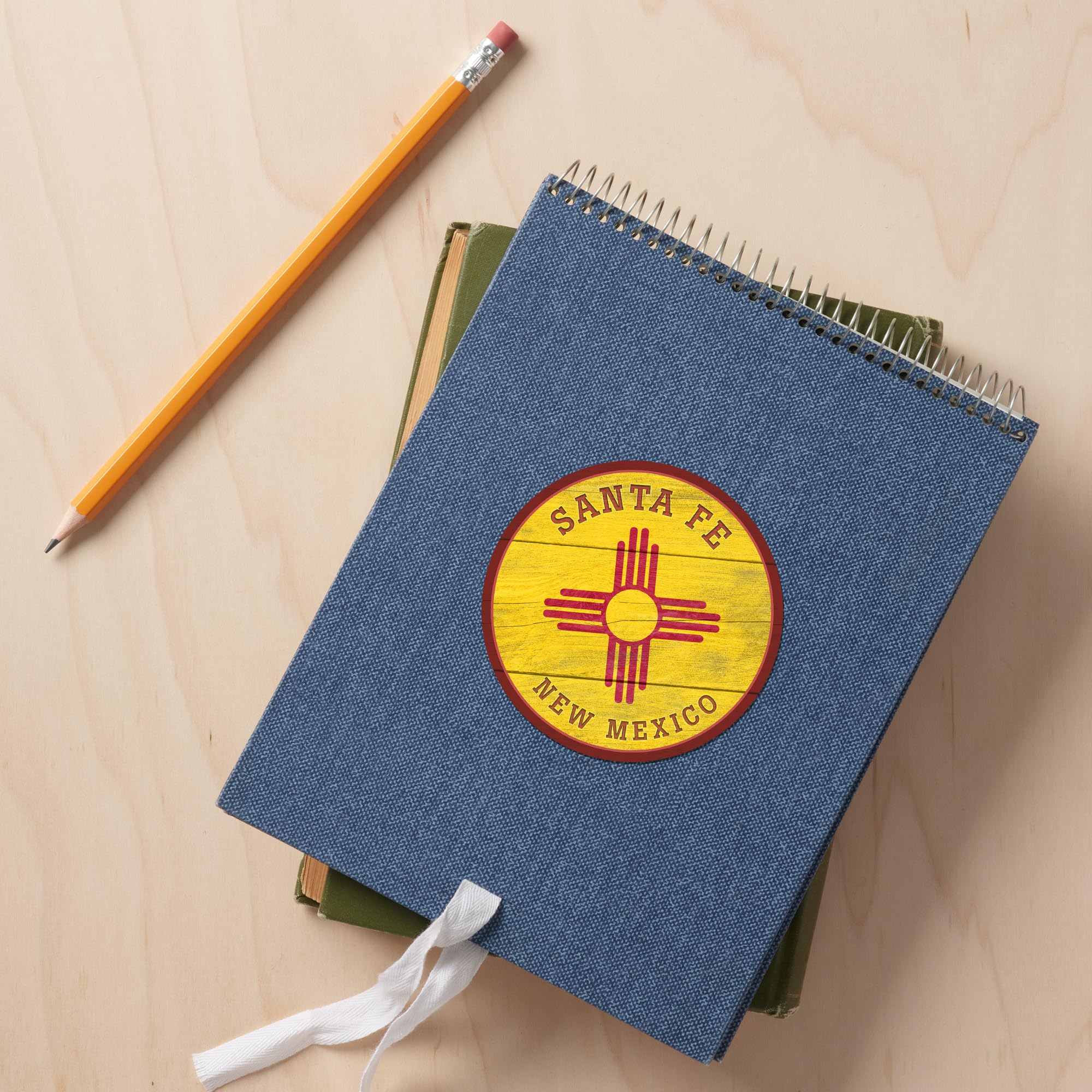 Santa Fe New Mexico Vinyl Decal - Rustic State Flag Die Cut Sticker (3-6 Inch Waterproof Car Decal for Laptops, Water Bottles, Coolers) - Perfect for Road Trips, State Pride & Outdoor Adventures