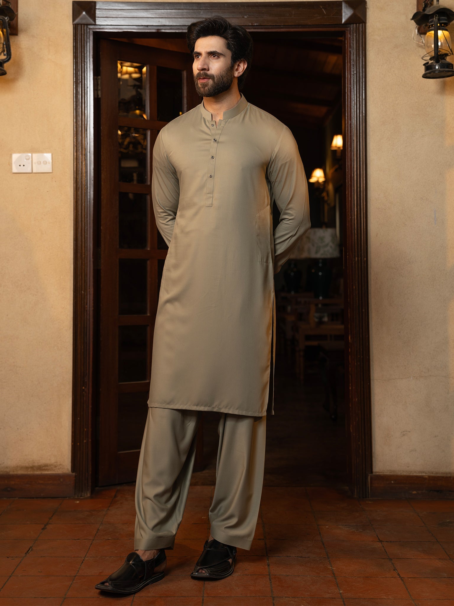 Blended Burberry Grullo Kurta Trouser by J. Junaid Jamshed - Premium Cotton Blend Traditional Pakistani Pants for Men - Perfect for Eid, Weddings & Cultural Events
