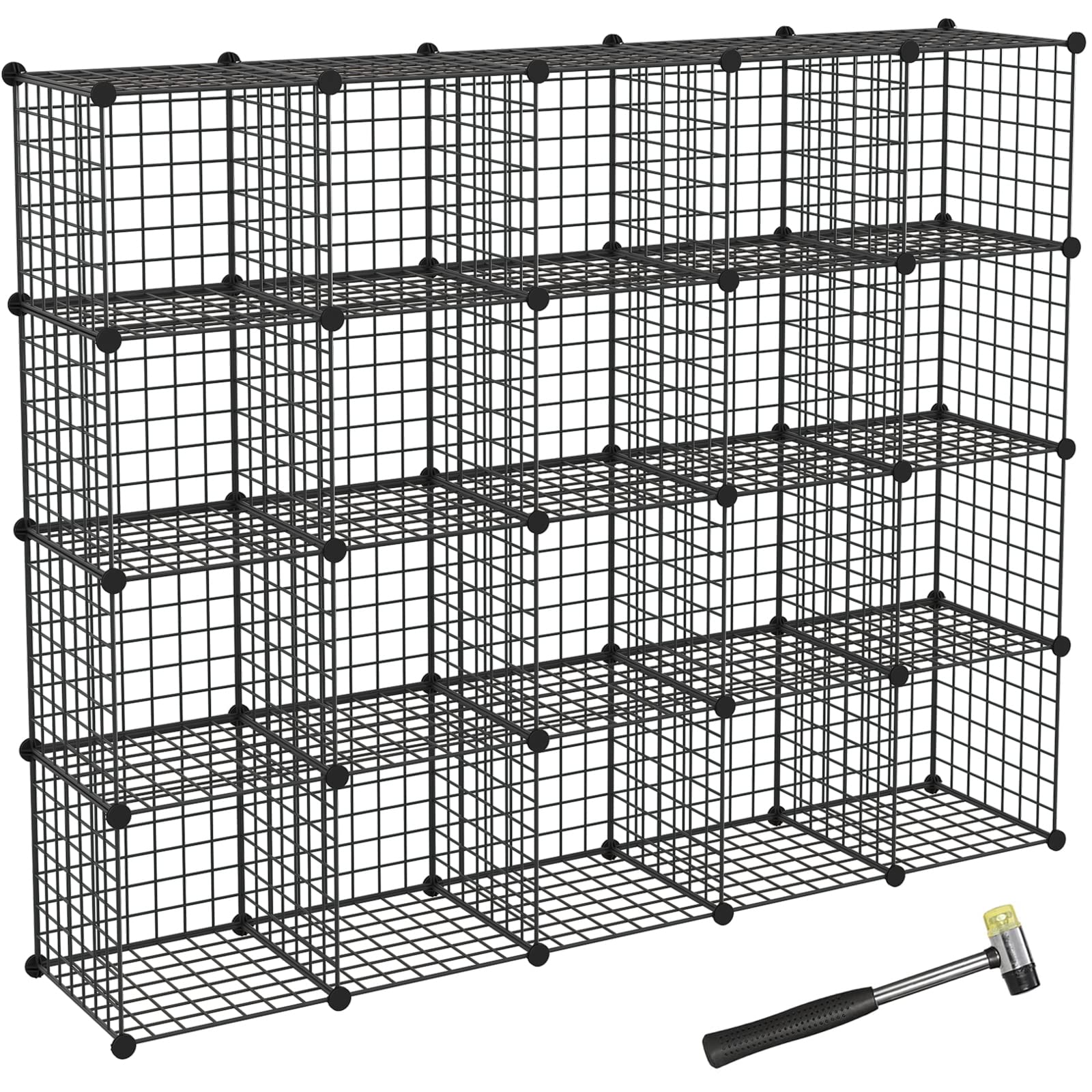 TUMUCUTE 20-Cube Wire Storage Organizer - Stackable Metal Shelves for Closet, Bedroom, Living Room & Office - Modular Bookshelf & Home Organization Solution - Perfect for Toys, Books, Shoes & Decor (Iron)