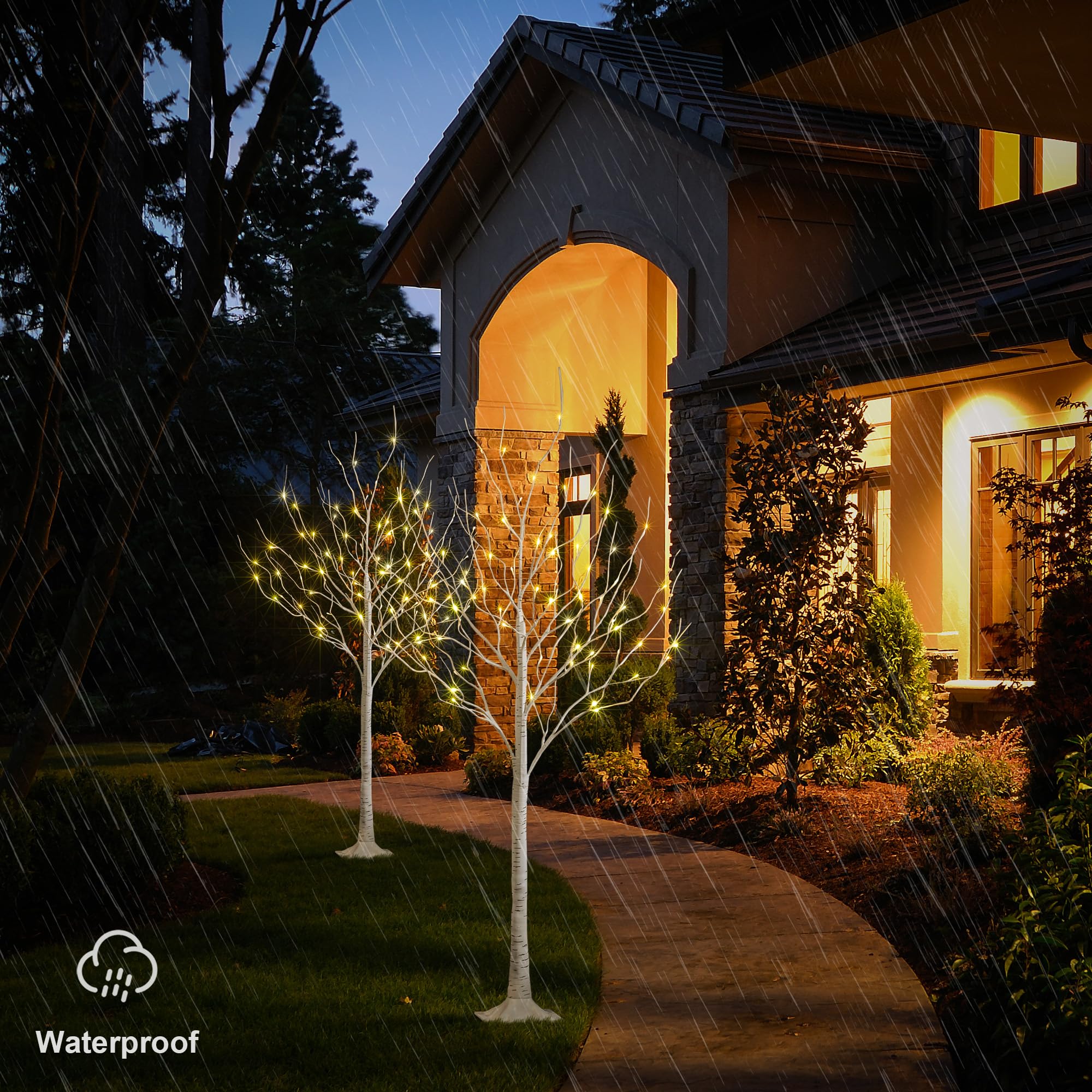 LIGHTSHARE 6FT 72L LED Birch Tree Lights - 2 Pack Warm White Christmas Tree Lights for Holiday Party Decorations - Indoor & Outdoor Use for Garden, Yard, Patio, and Home Decor